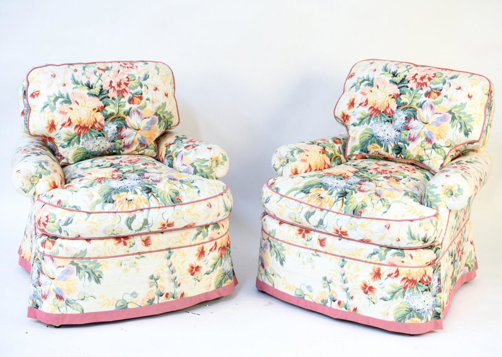 PAIR LEWIS MITTMAN FLORAL LOUNGE CHAIRS (1 of 15)