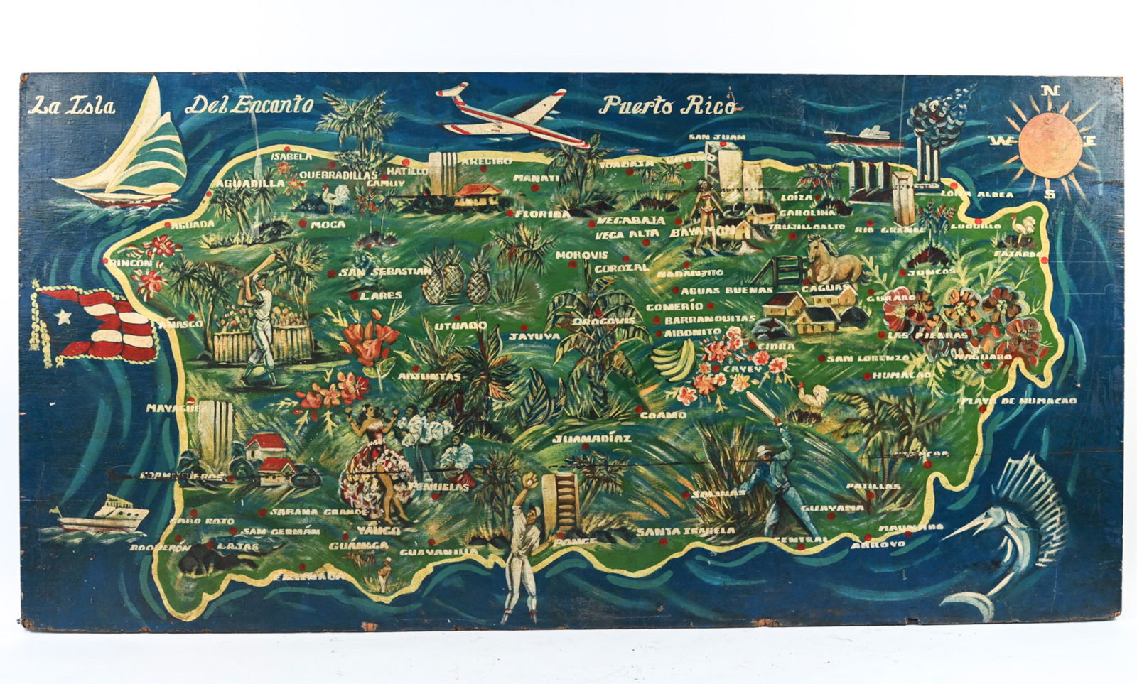 MID-CENTURY PUERTO RICO MAP PAINTING ON PANEL (1 of 18)