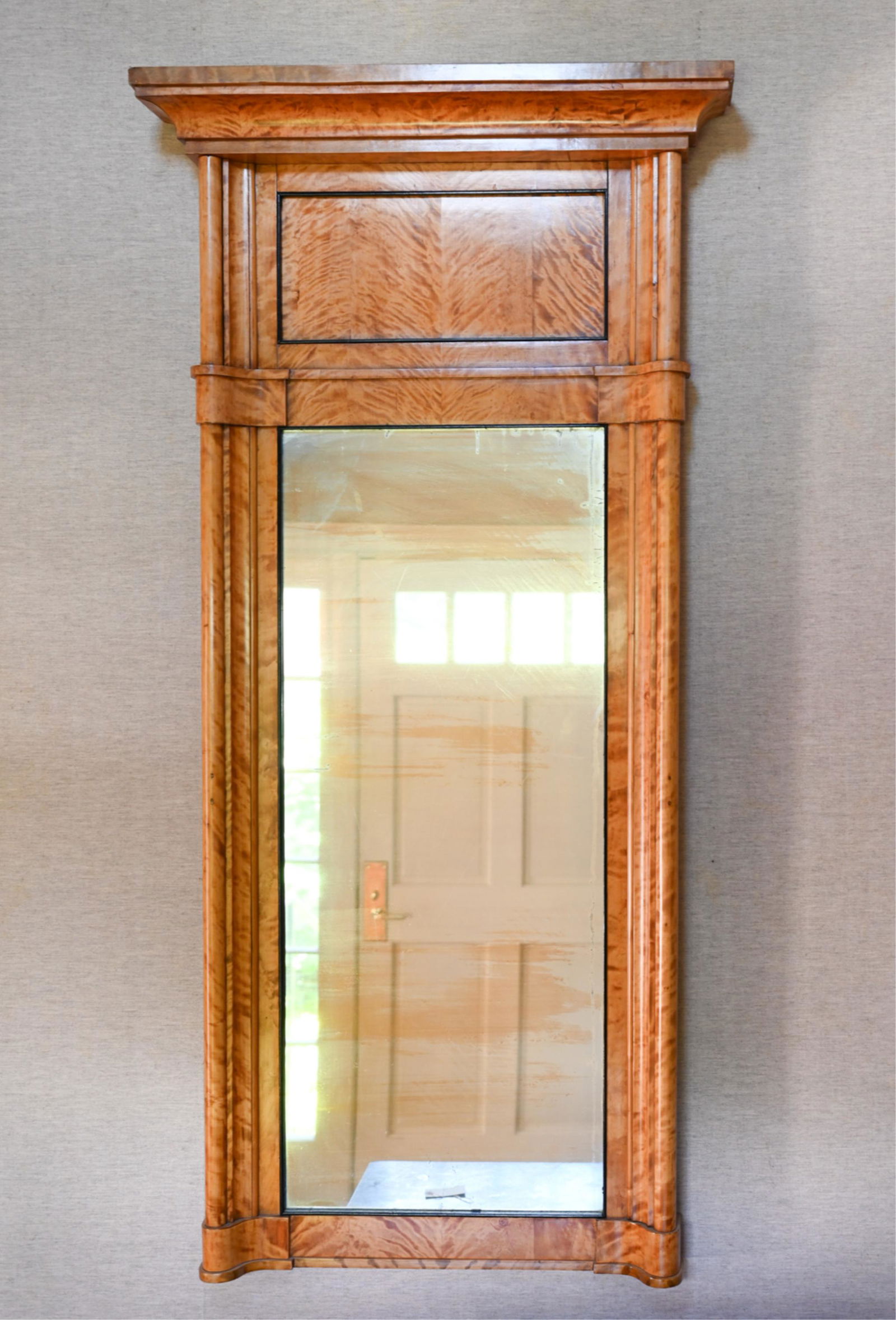 BIEDERMEIER STYLE BURL WOOD PIER MIRROR (1 of 8)