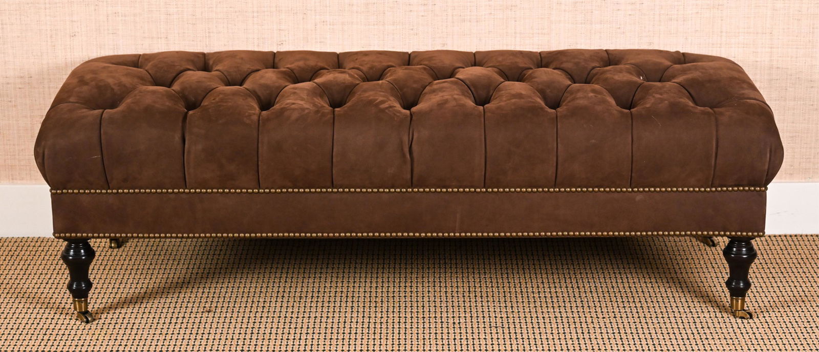 EDWARD FERRELL TUFTED SUEDE OTTOMAN (1 of 11)