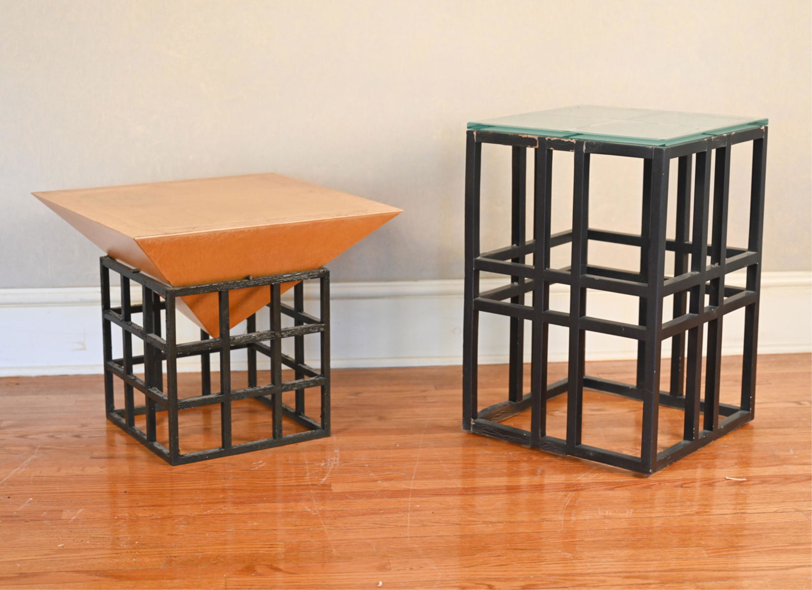 (2) MODERNIST PAINTED WOOD SIDE TABLES (1 of 9)