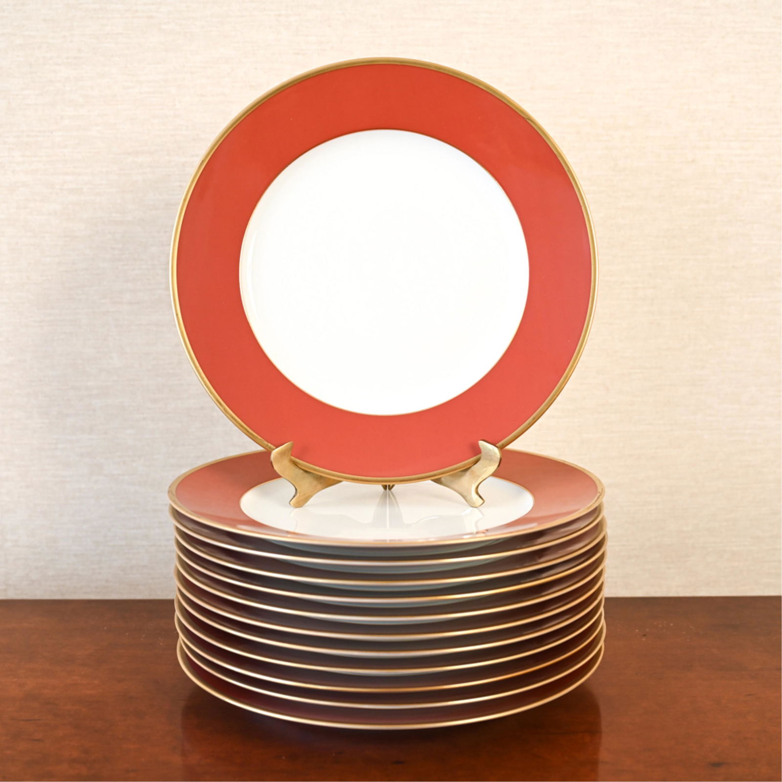 (12) HAVILAND LIMOGES "TERRA COTTA" DINNER PLATES (1 of 8)