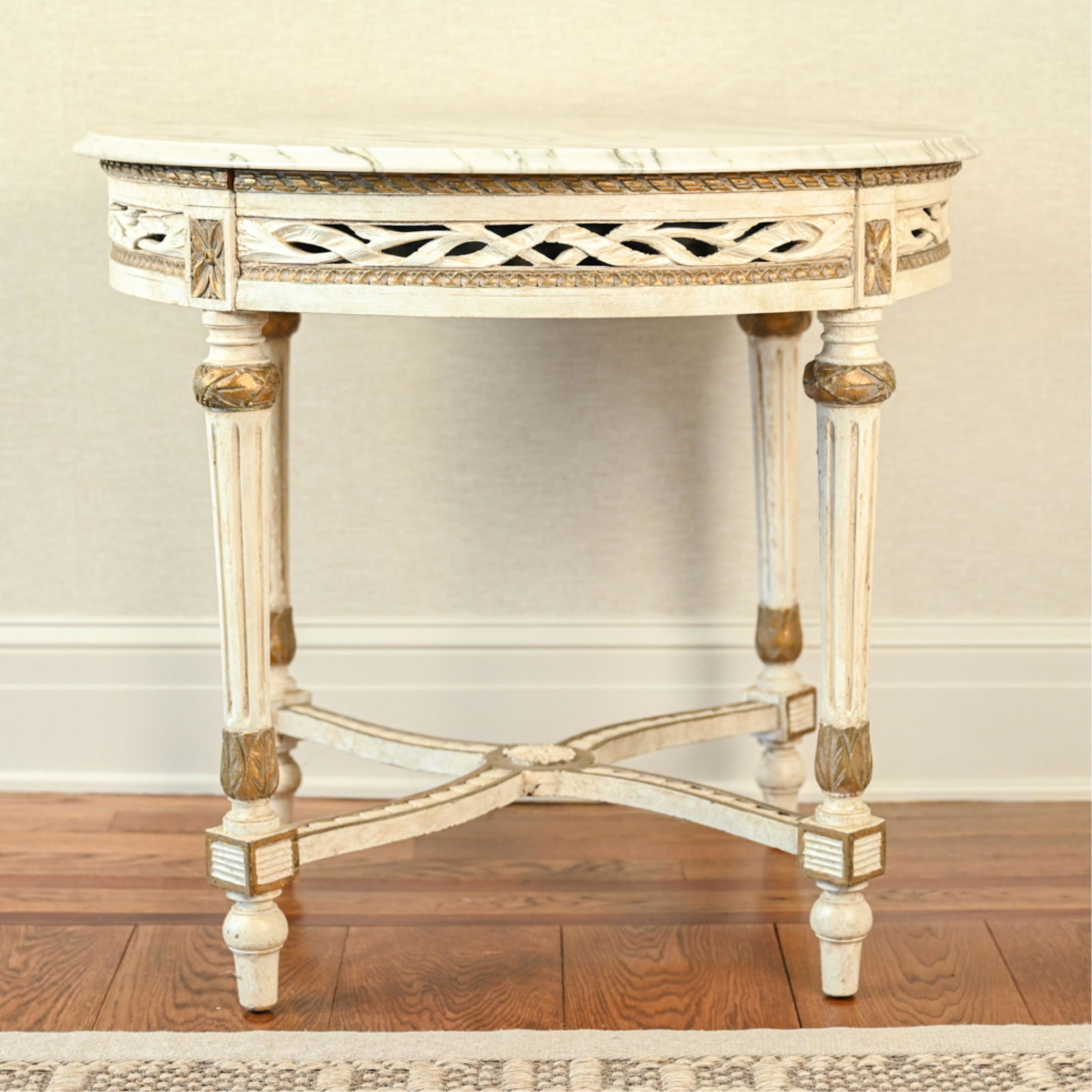FRENCH STYLE MARBLE TOP PAINTED SIDE TABLE (1 of 13)