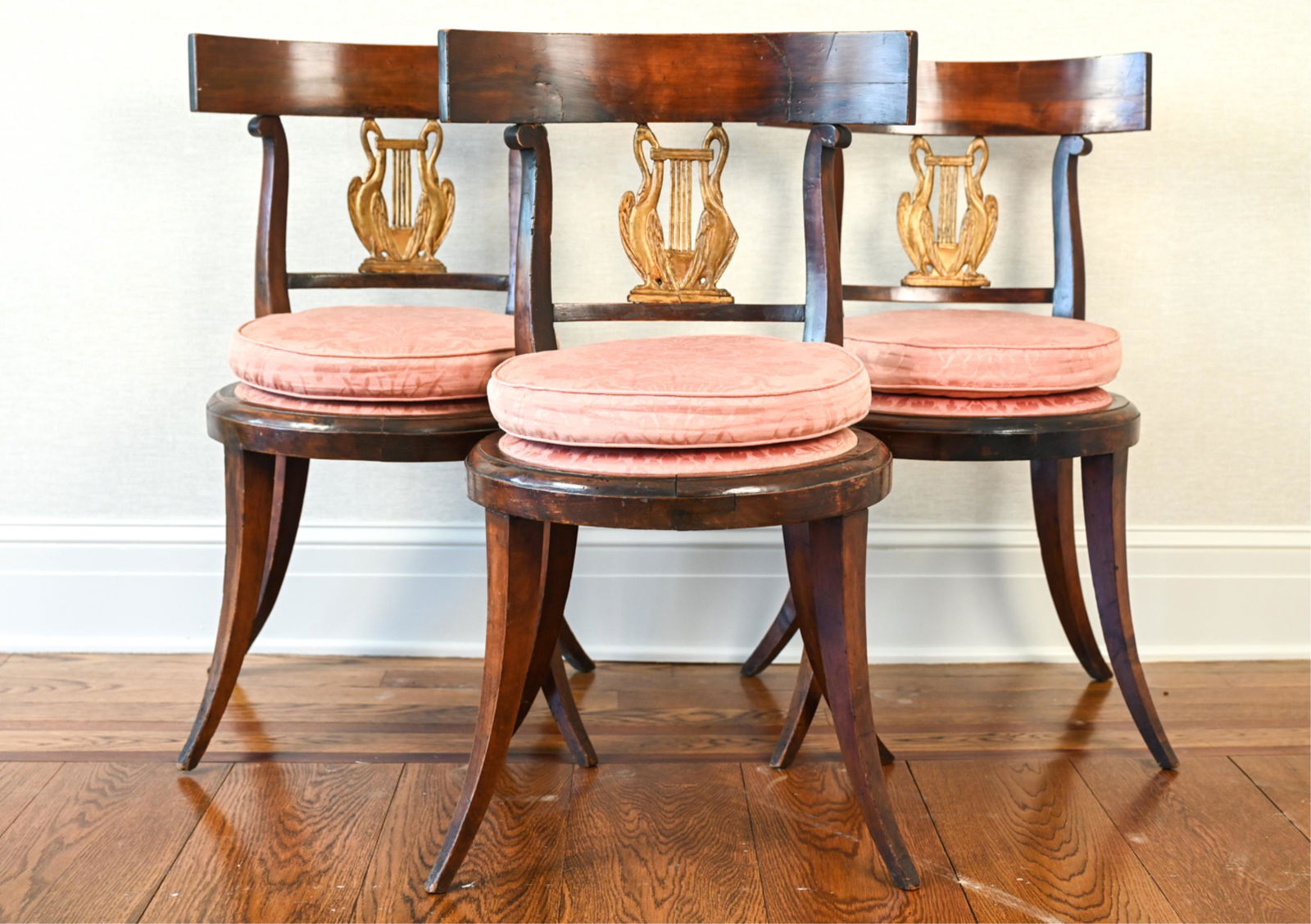 (3) ANTIQUE FRENCH LYRE BACK SIDE CHAIRS (1 of 19)