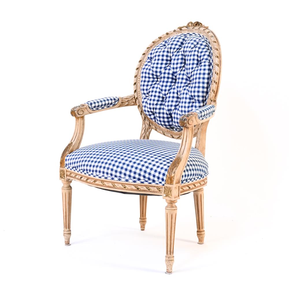 LOUIS XVI STYLE PAINTED FAUTEUIL ARMCHAIR (1 of 13)