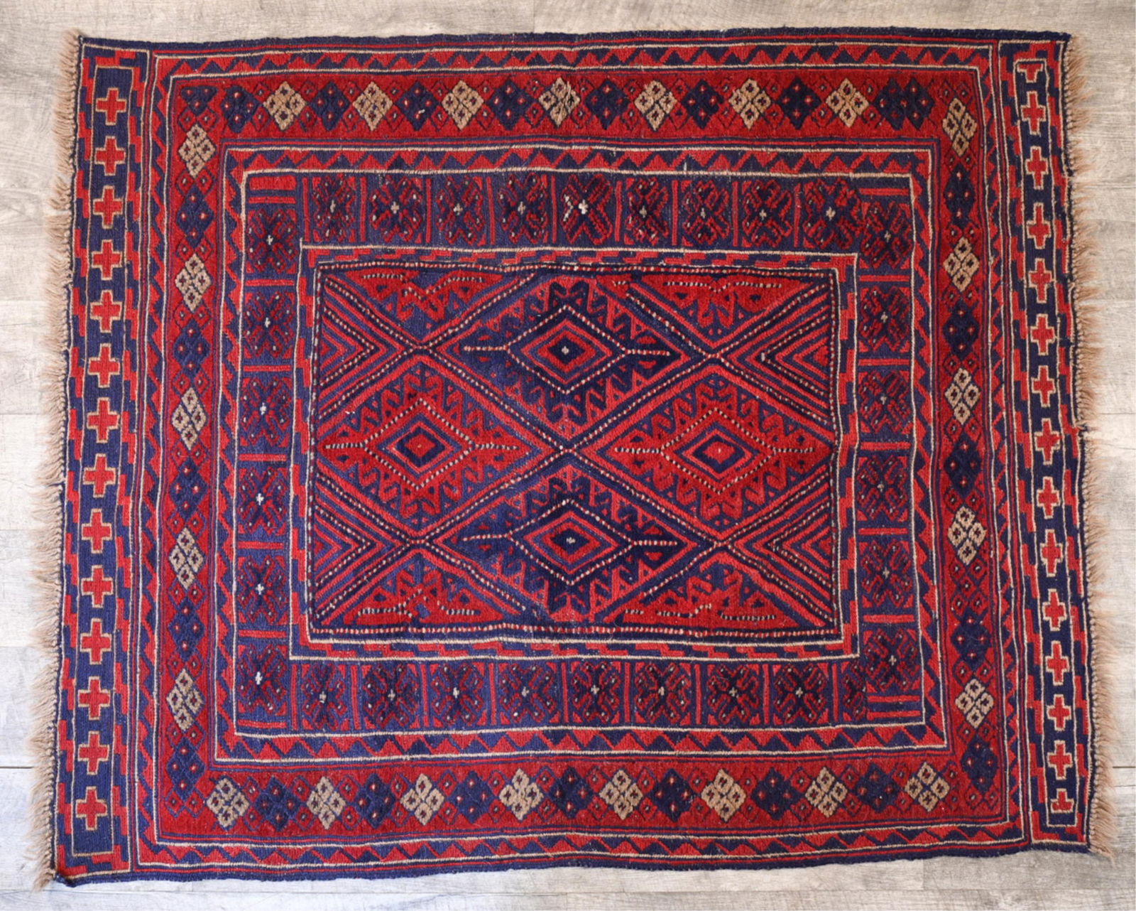 SMALL CAUCASIAN 20TH C. HAND WOVEN TRIBAL RUG (1 of 7)