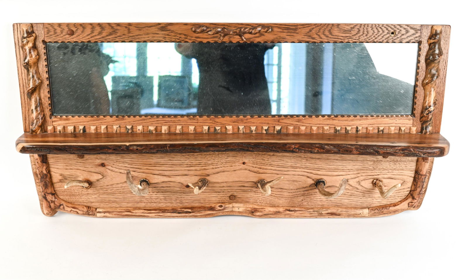 ADIRONDACK STYLE COAT RACK WALL MIRROR (1 of 11)