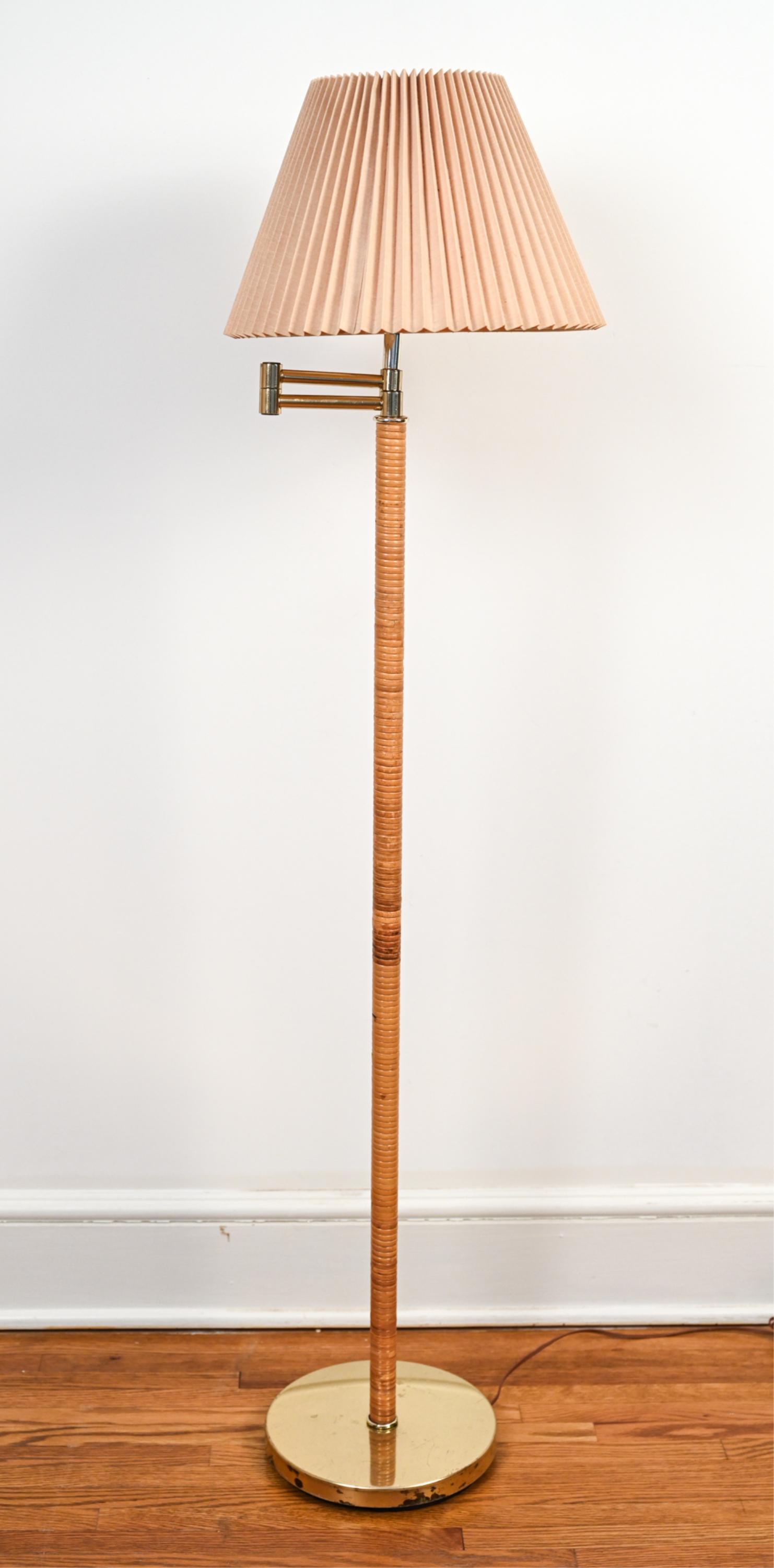 RATTAN WRAPPED SWING ARM FLOOR LAMP (1 of 8)