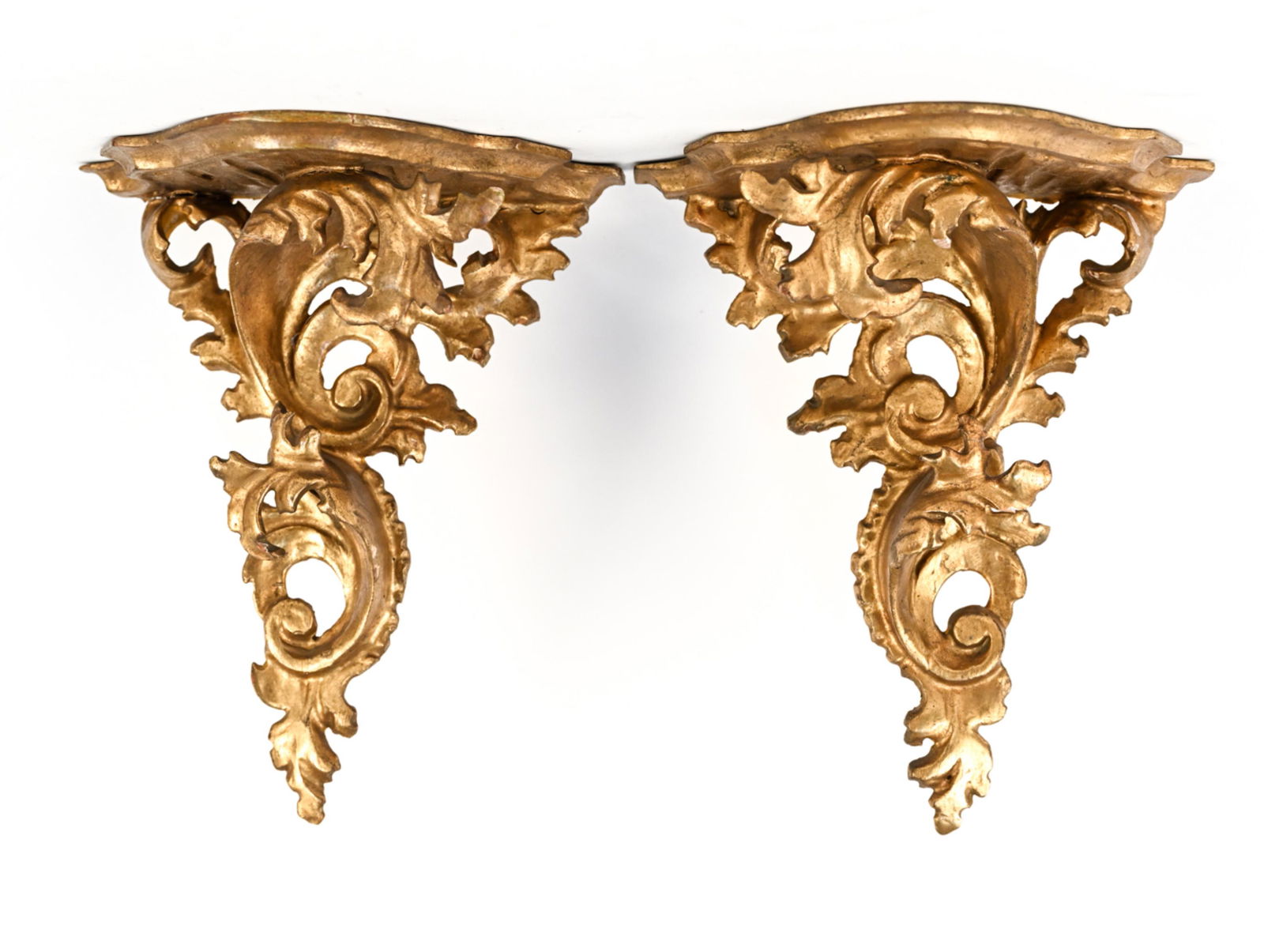 PAIR OF ITALIAN ROCOCO STYLE GILT WALL BRACKETS (1 of 9)