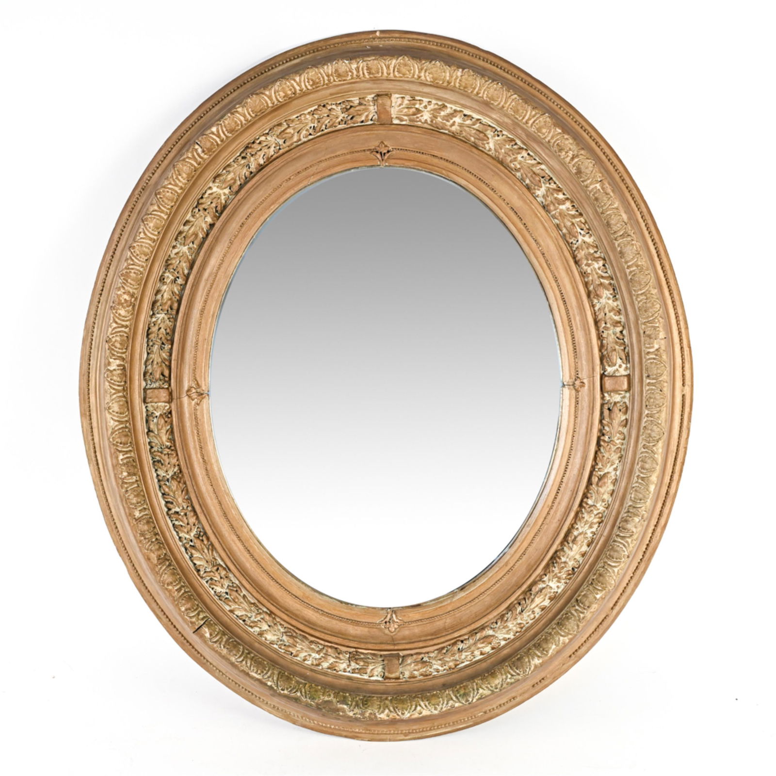 ANTIQUE GESSO FRAME OVAL MIRROR (1 of 9)