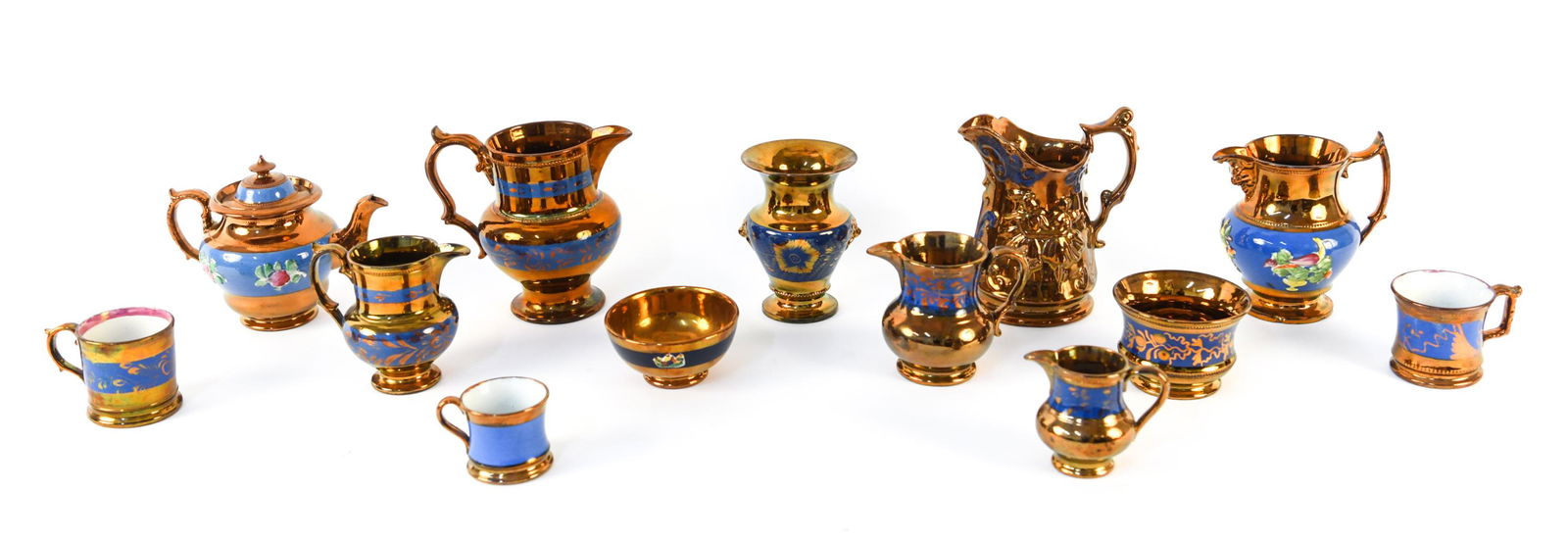 GROUPING OF ANTIQUE ENGLISH COPPER LUSTERWARE (1 of 18)