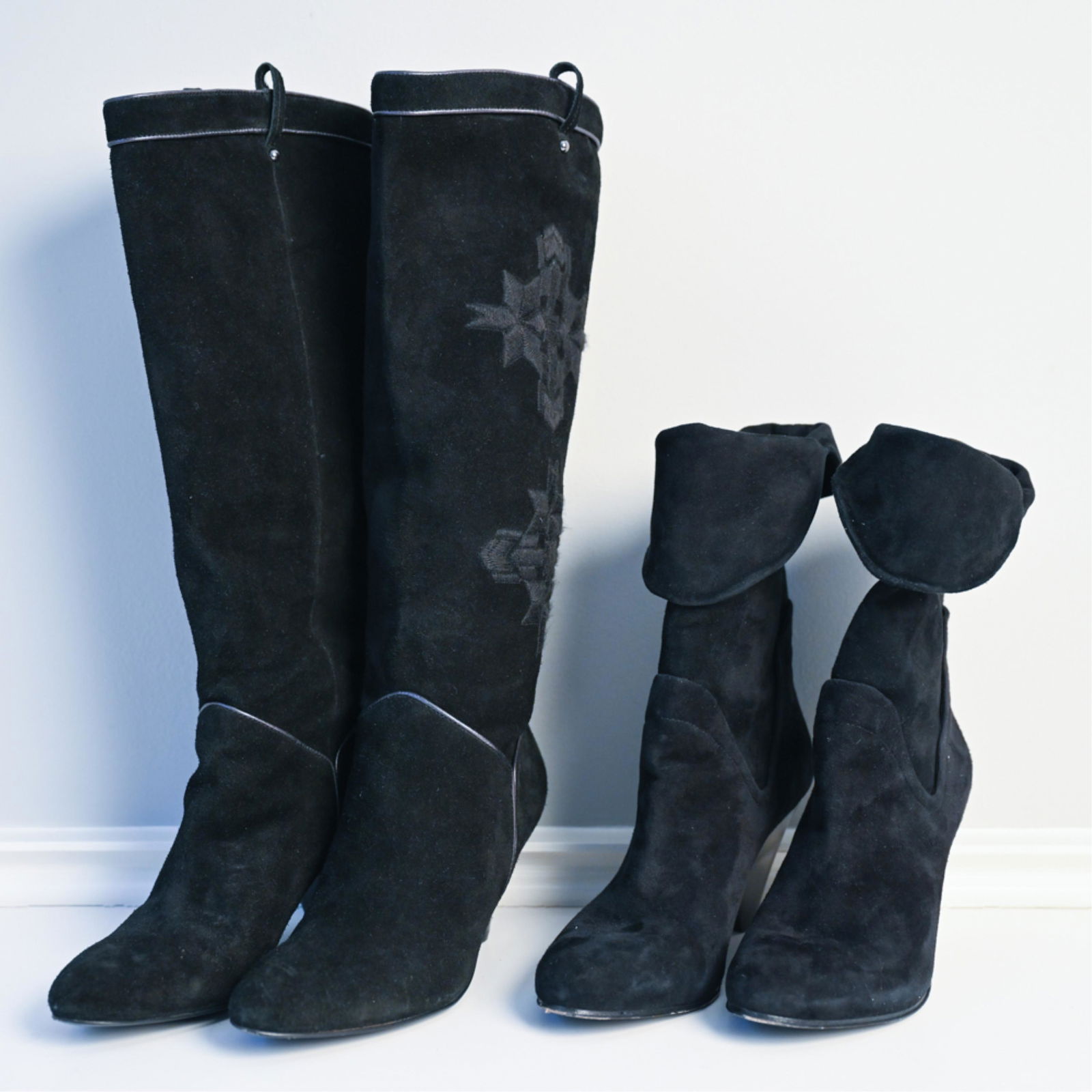 (2) PAIRS WOMEN'S SUEDE HEELED BOOTS, SIZE 8.5 (1 of 8)