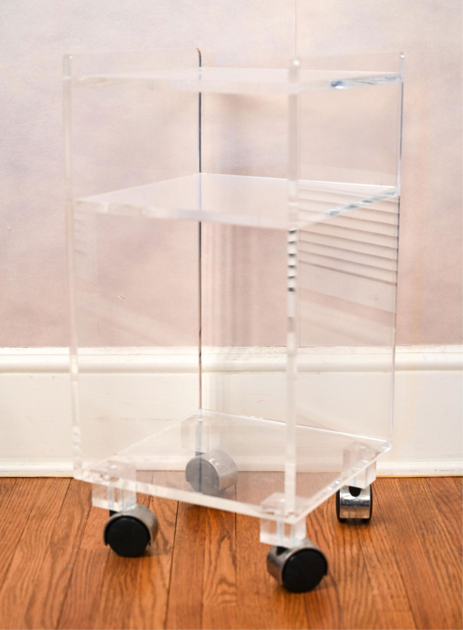 CONTEMPORARY ACRYLIC ROLLING STORAGE CART (1 of 6)