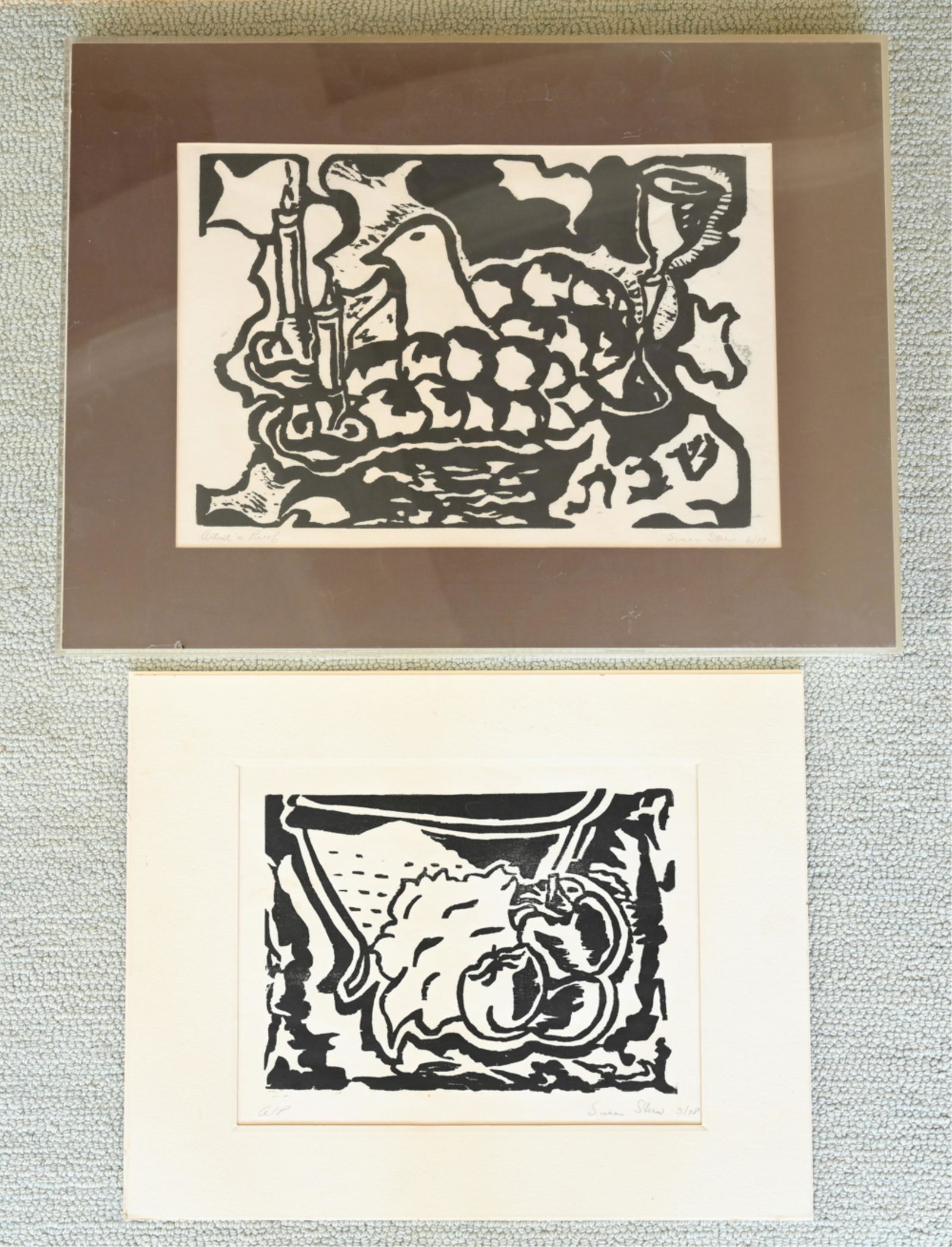 (2) SUSAN STERN MODERN WOODBLOCK PRINTS 1970'S (1 of 13)