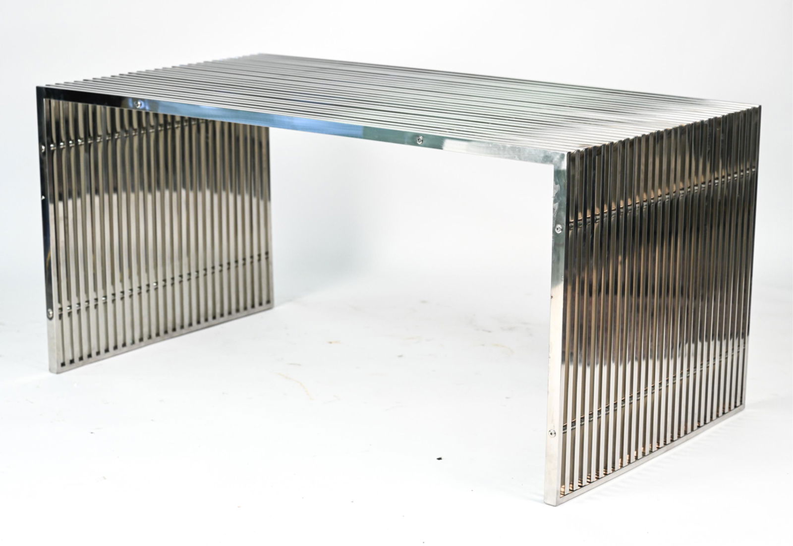 MILO BAUGHMAN STYLE SLATTED CHROME DESK (1 of 15)