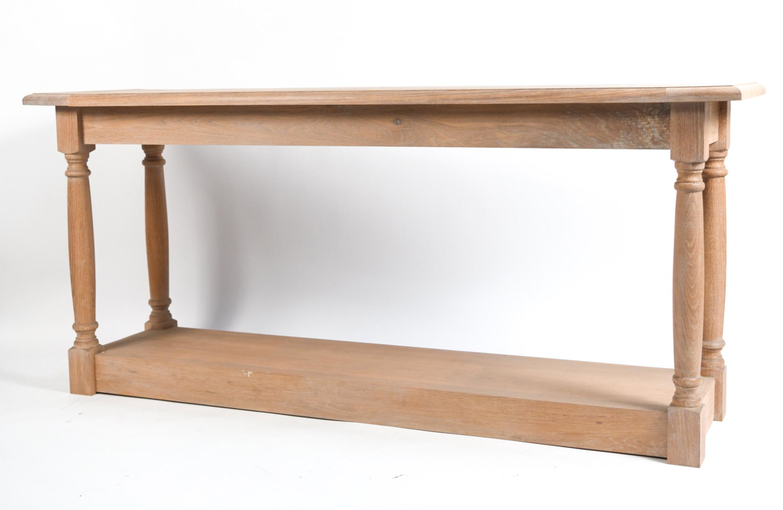 CONSOLE TABLE: No labels. Dimensions: H 32" x W 72" x D 19" Condition: Some light surface marks and wear.