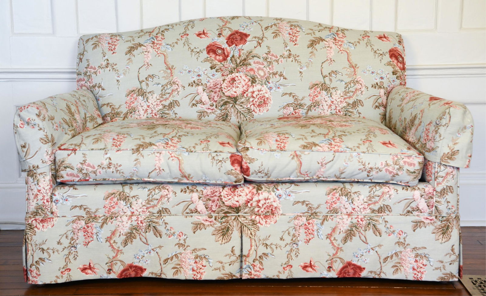 CAMELBACK FLARED-ARM LOVESEAT (1 of 13)