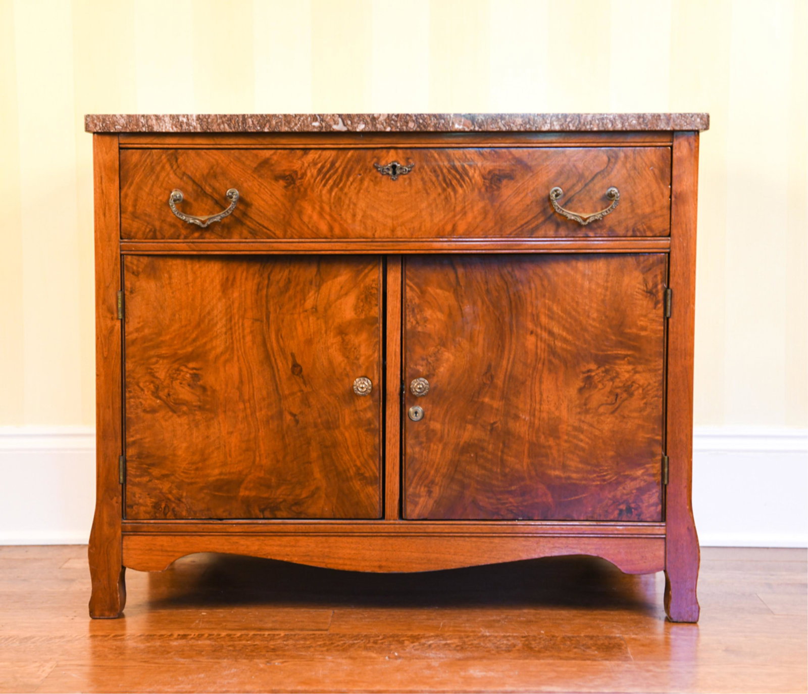 MAHOGANY MARBLE TOP SERVER CABINET (1 of 12)