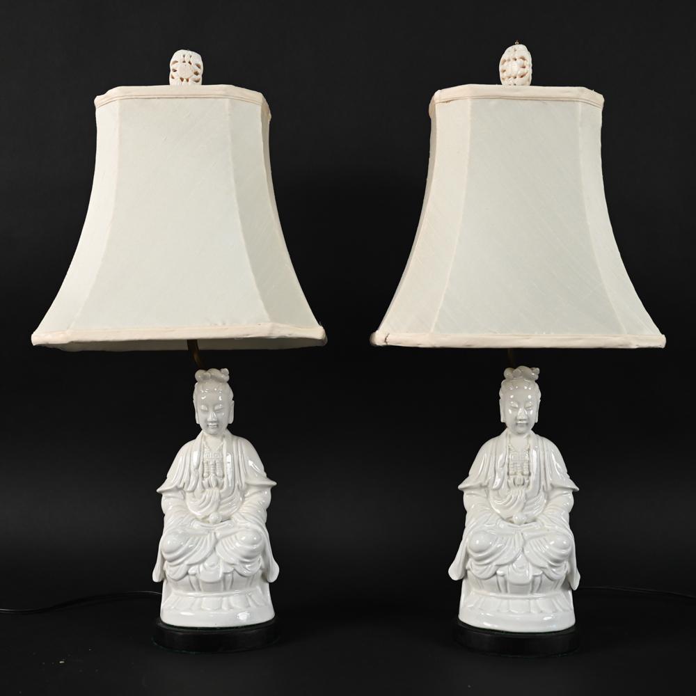 PAIR BLANC DE CHINE FIGURES MOUNTED AS TABLE LAMPS (1 of 14)