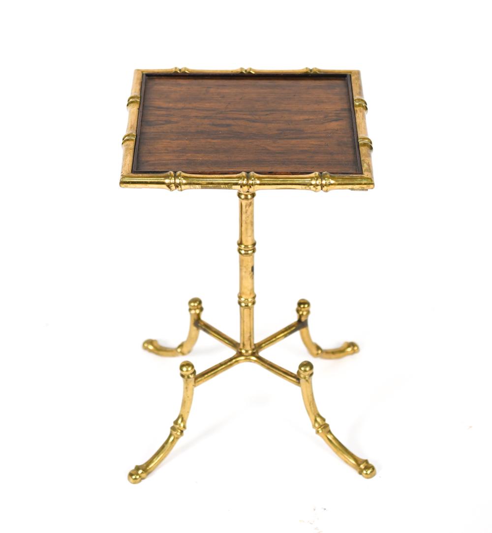 WOOD & BRASS FAUX BAMBOO ACCENT OR DRINKS TABLE (1 of 14)