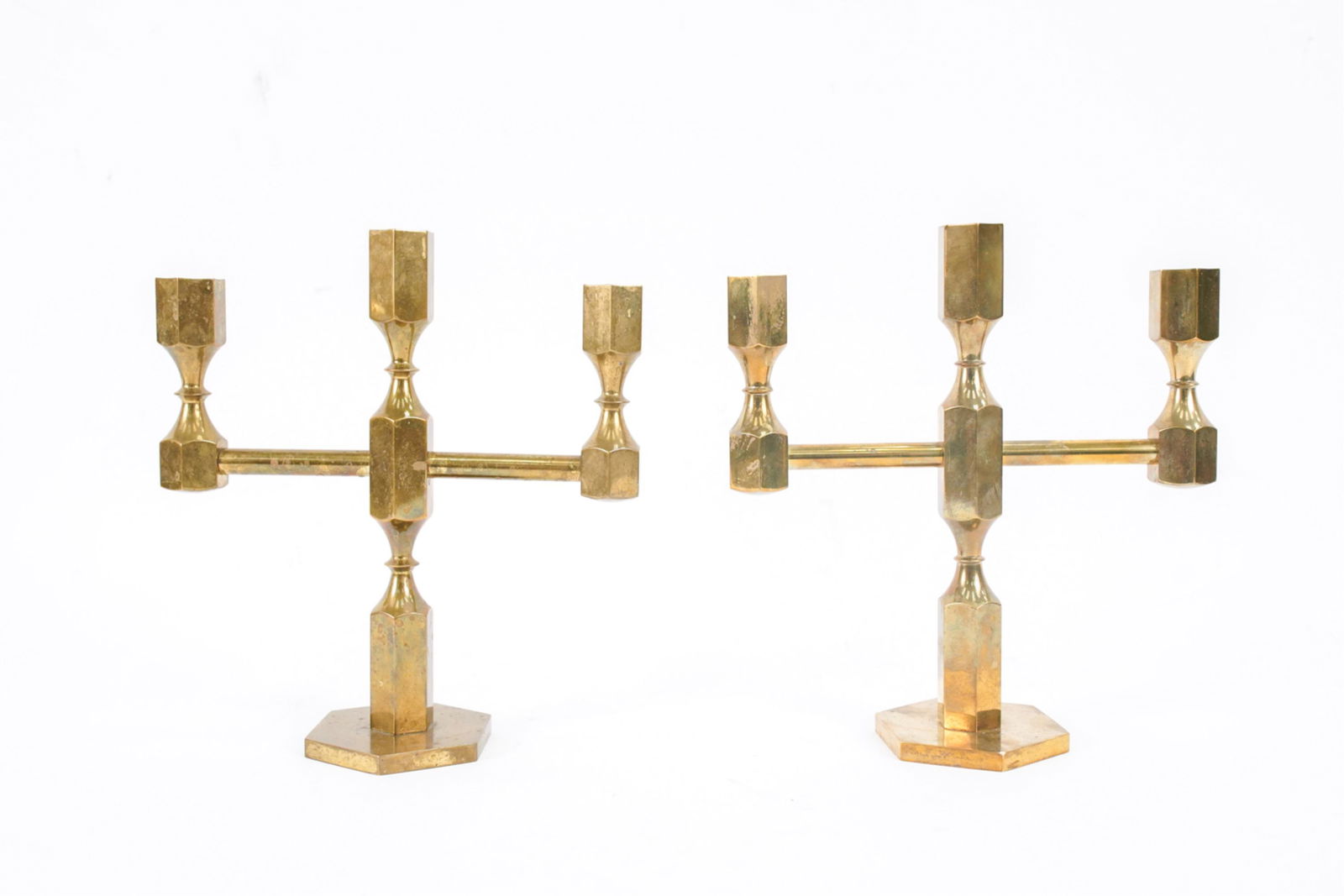 PAIR LARS BERGSTEN BRASS CANDELABRAS FOR GUSUM (1 of 13)
