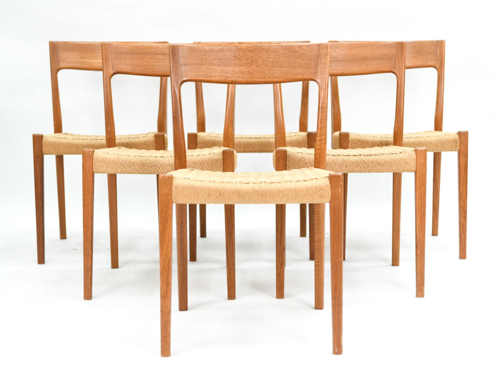 (6) SVEGARDS MID-CENTURY TEAK CORD SEAT CHAIRS (1 of 17)
