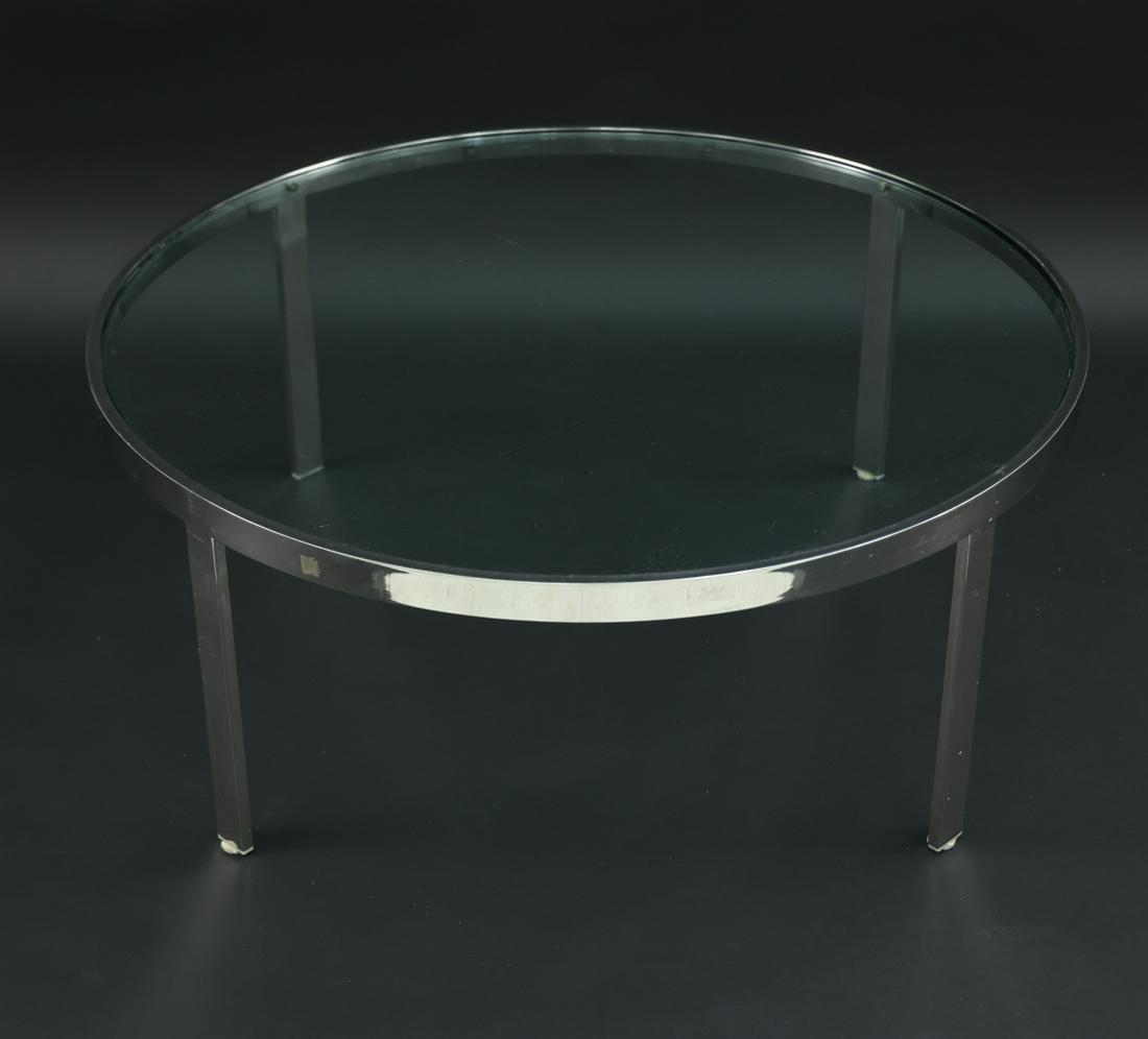 ROUND CHROME & GLASS COFFEE TABLE (1 of 14)
