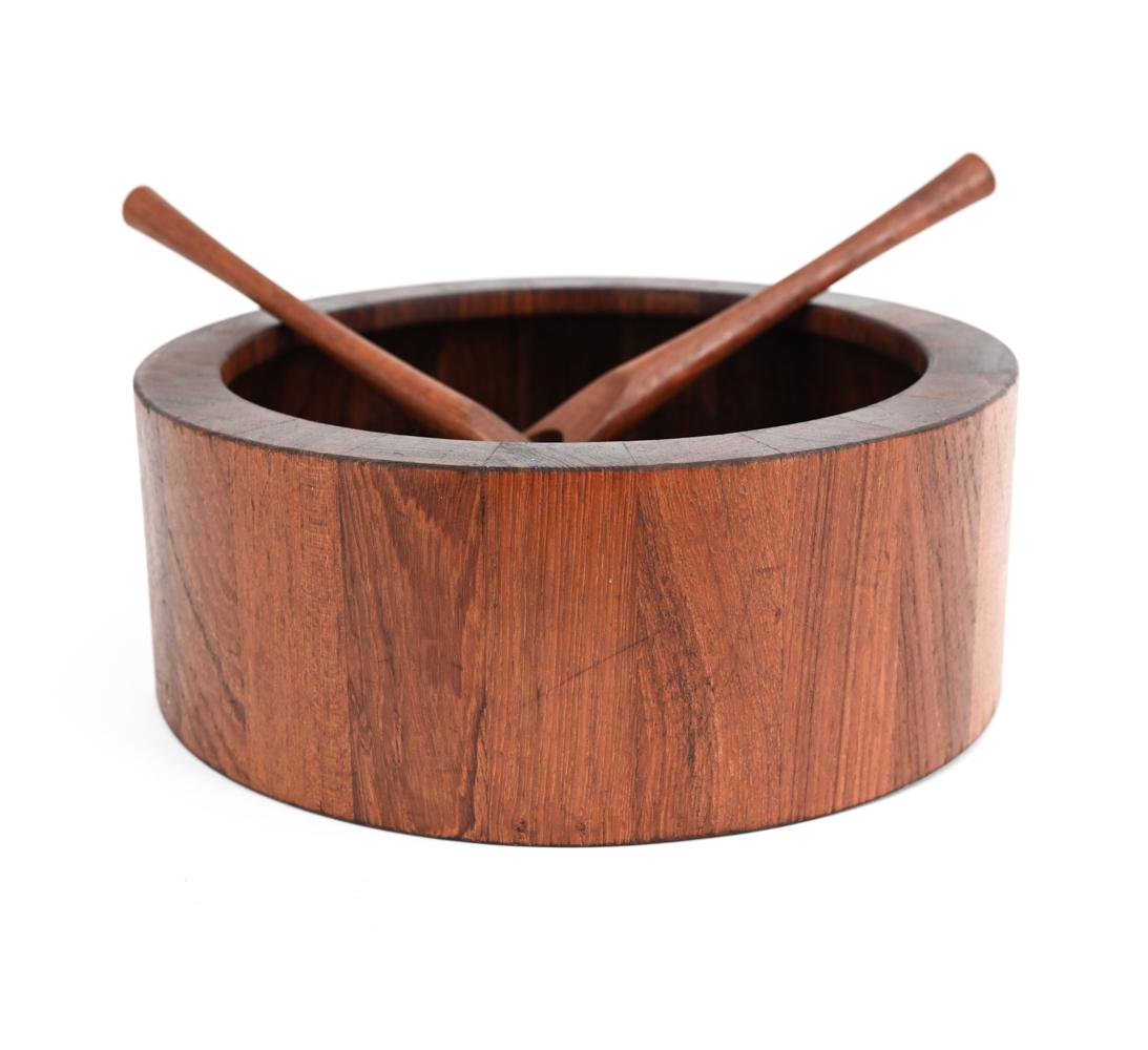 JENS QUISTGAARD STAVED WOOD SALAD BOWL & TONGS (1 of 10)