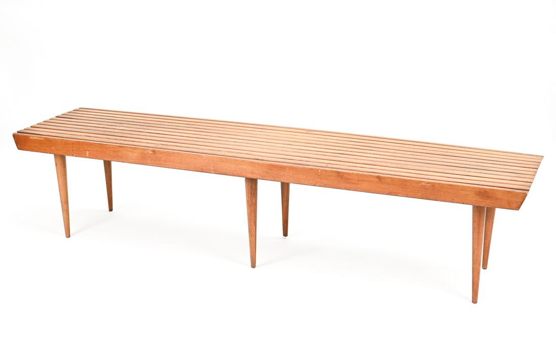 MID-CENTURY SLATTED WOODEN BENCH (1 of 14)