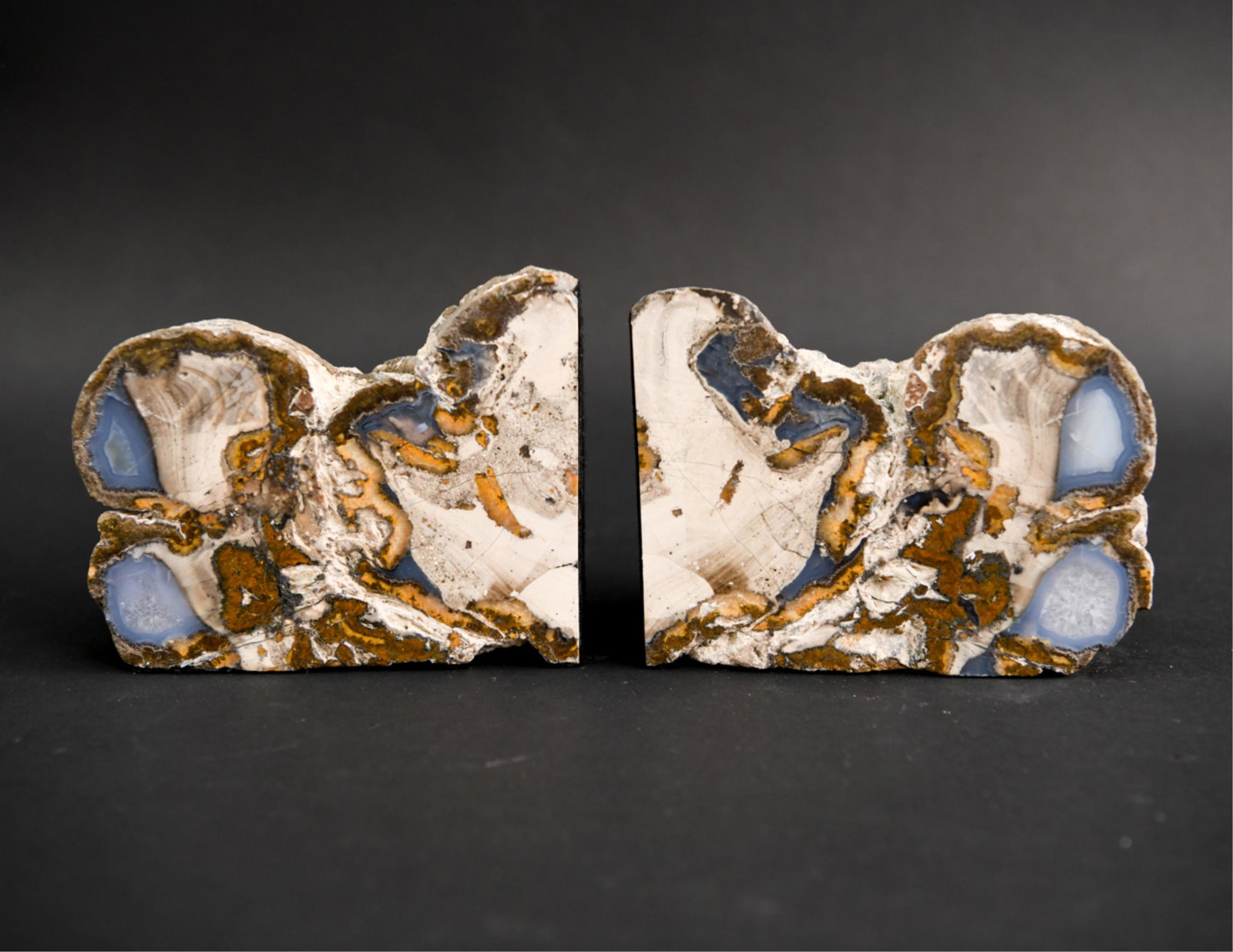 PAIR OF POLISHED GEODE BOOKENDS (1 of 11)