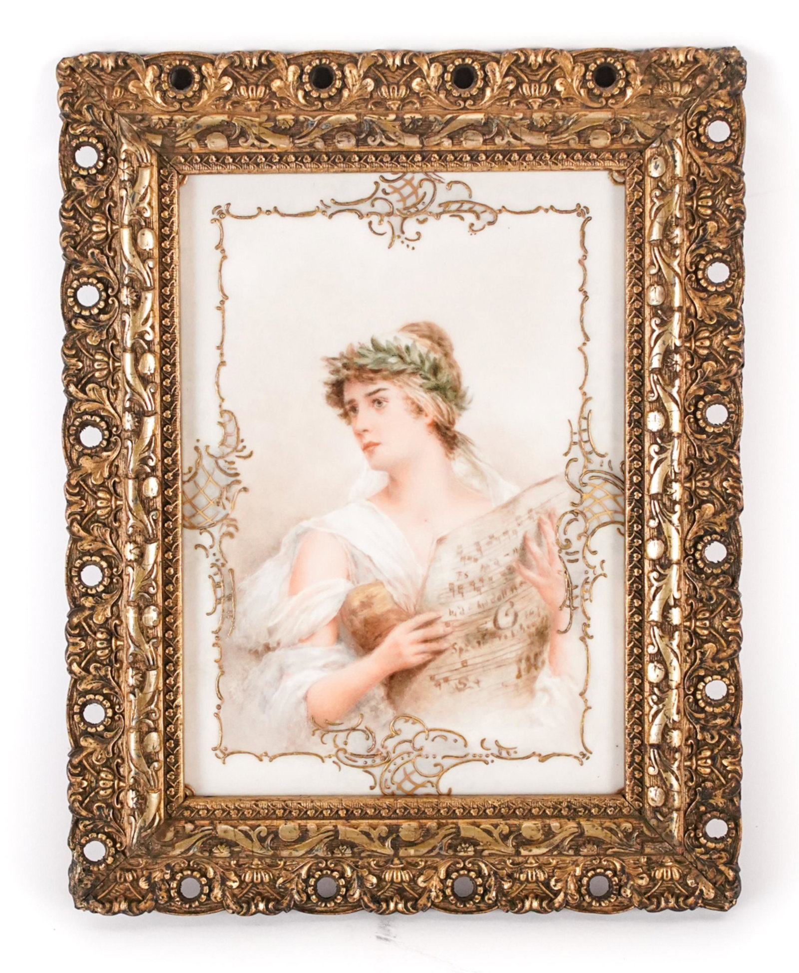 ANTIQUE PAINTED PORCELAIN PLAQUE (1 of 6)