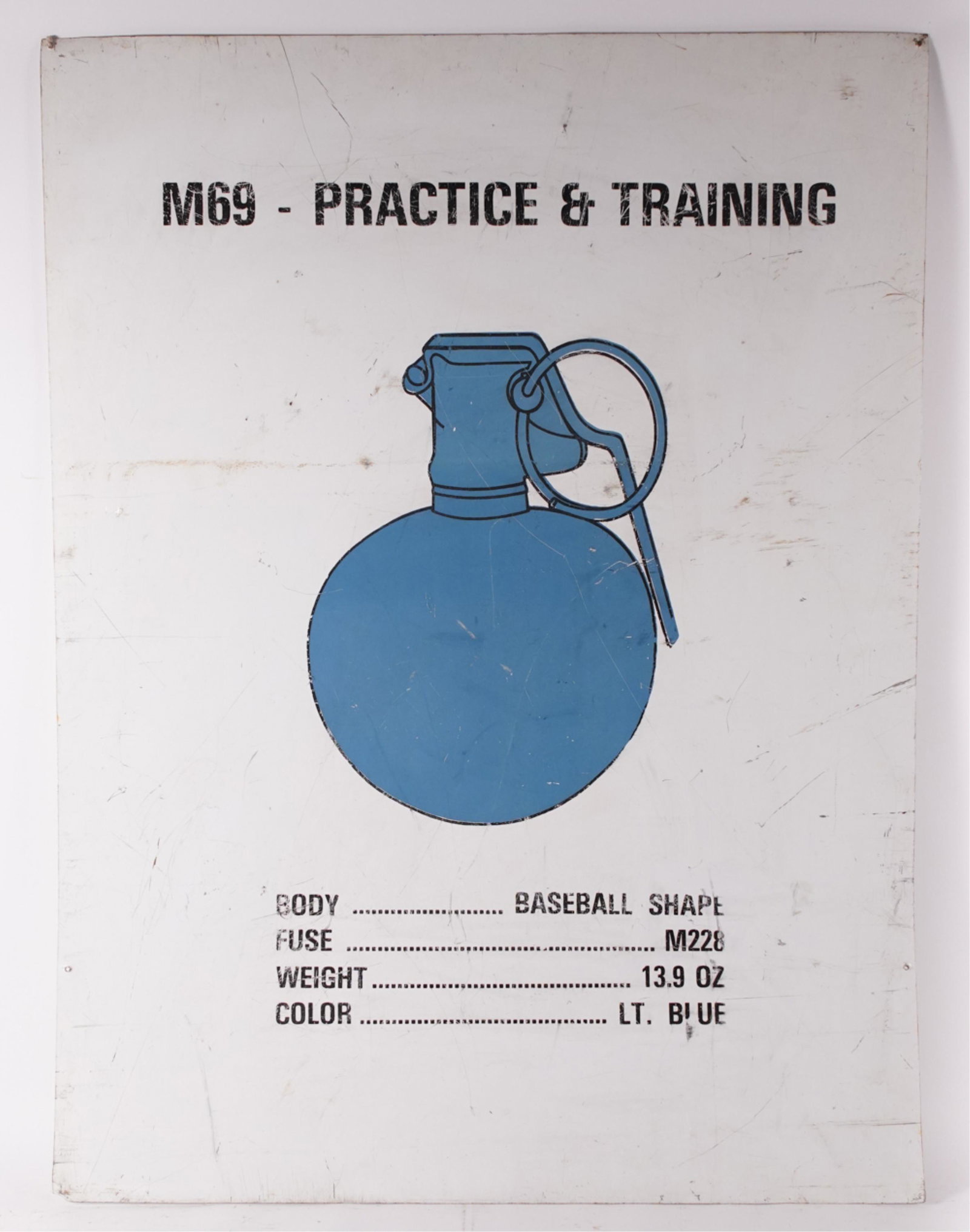 METAL M69 GRENADE TRAINING PLACARD (1 of 9)