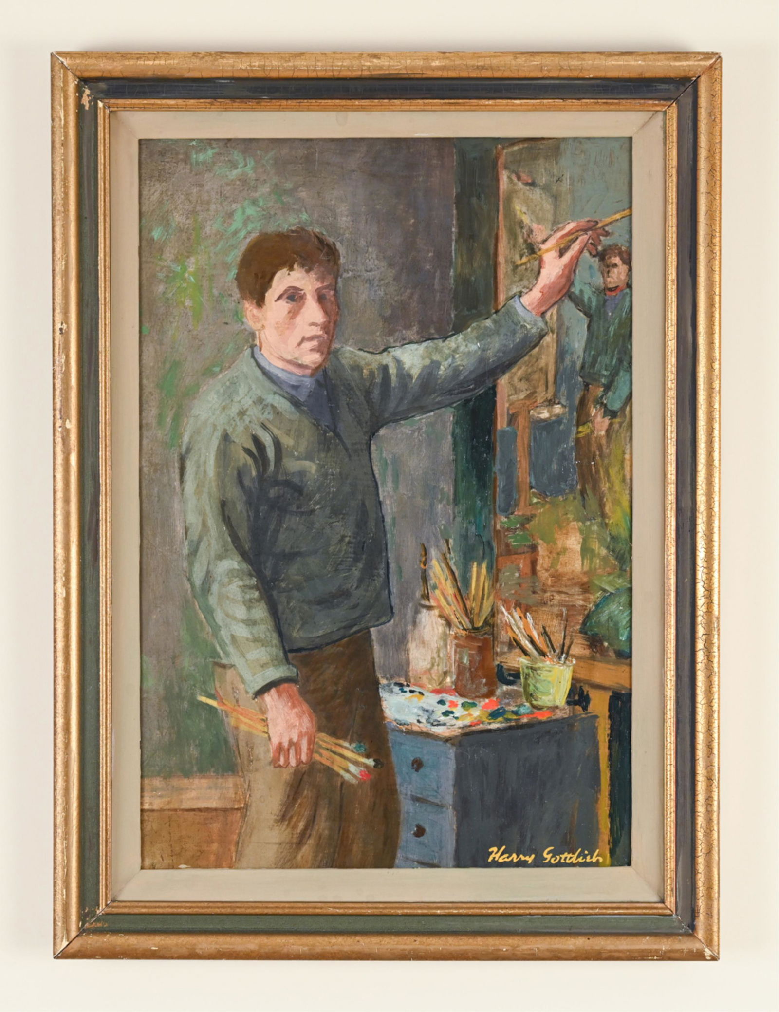 HARRY GOTTLIEB (1895-1992) SELF PORTRAIT O/B (1 of 11)