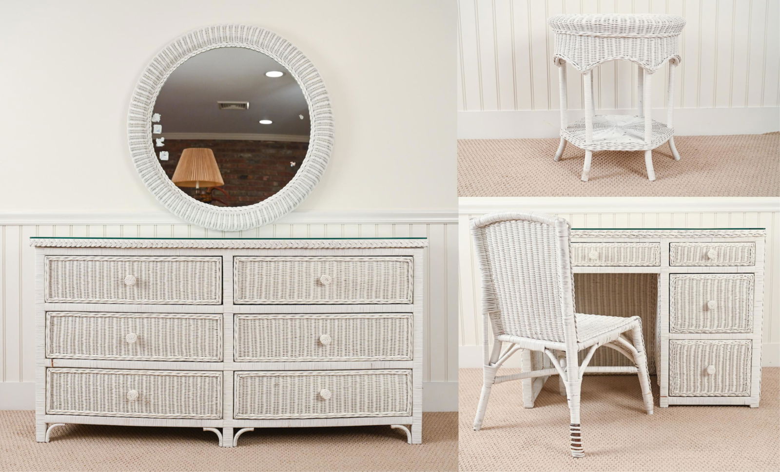 CONTEMPORARY WHITE PAINTED WICKER FURNITURE SUITE (1 of 20)