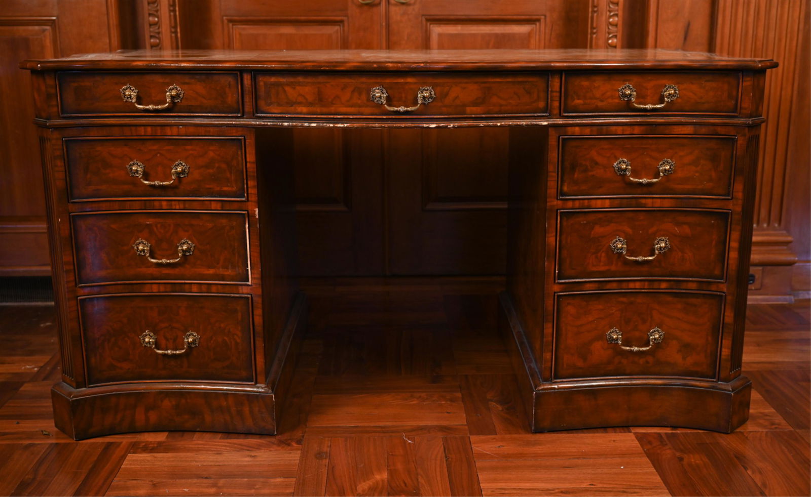 MAITLAND SMITH SERPENTINE LEATHER-TOP DESK (1 of 17)