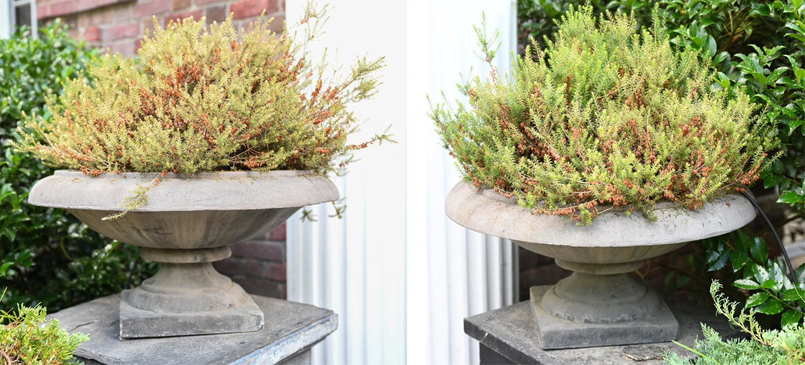 PAIR OF RESIN URN-FORM PLANTERS (1 of 9)