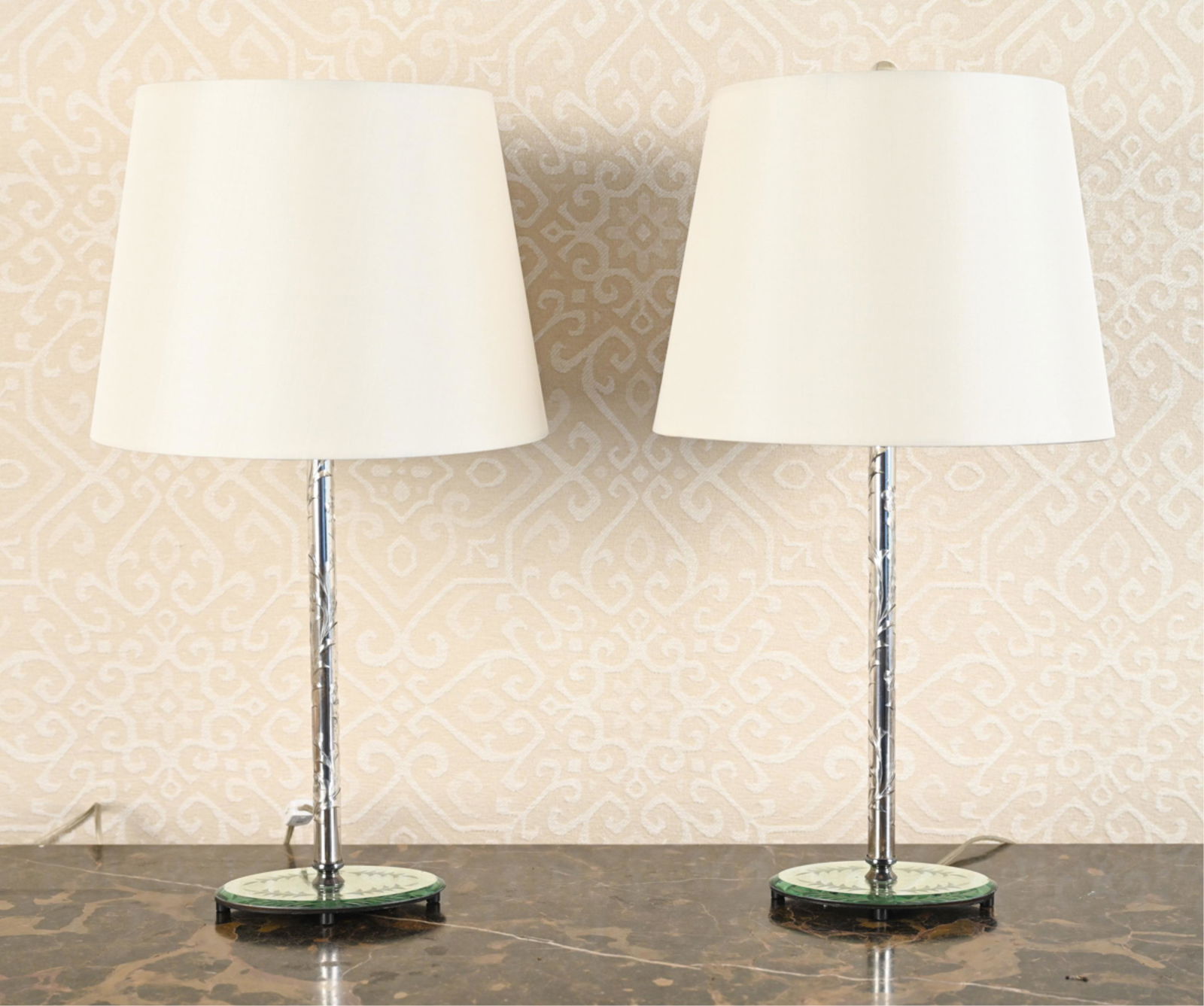 PAIR OF FRENCH MIRRORED DRESSING TABLE LAMPS (1 of 9)
