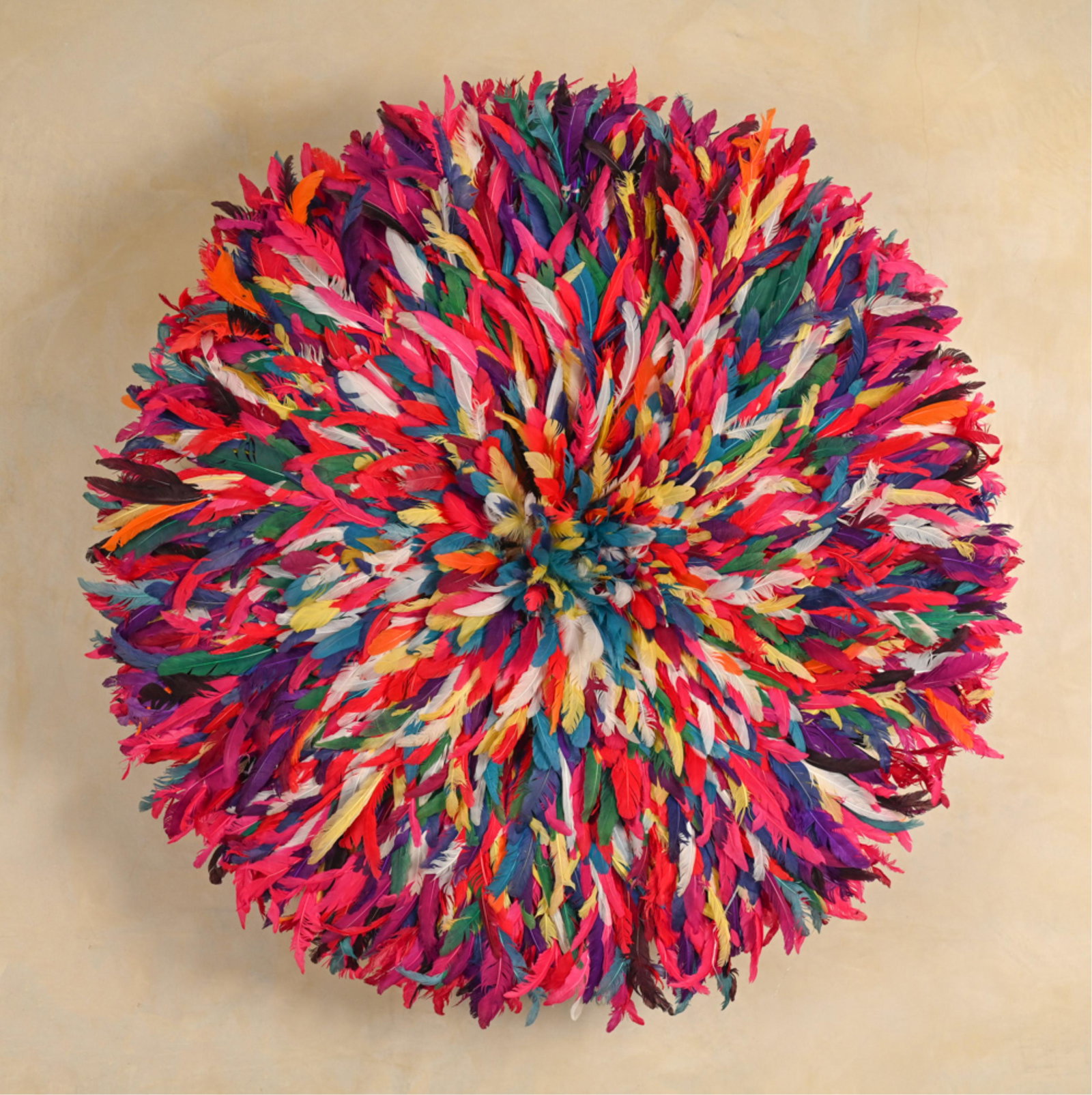 COLORFUL MODERN FEATHER CIRCLE WALL SCULPTURE (1 of 14)