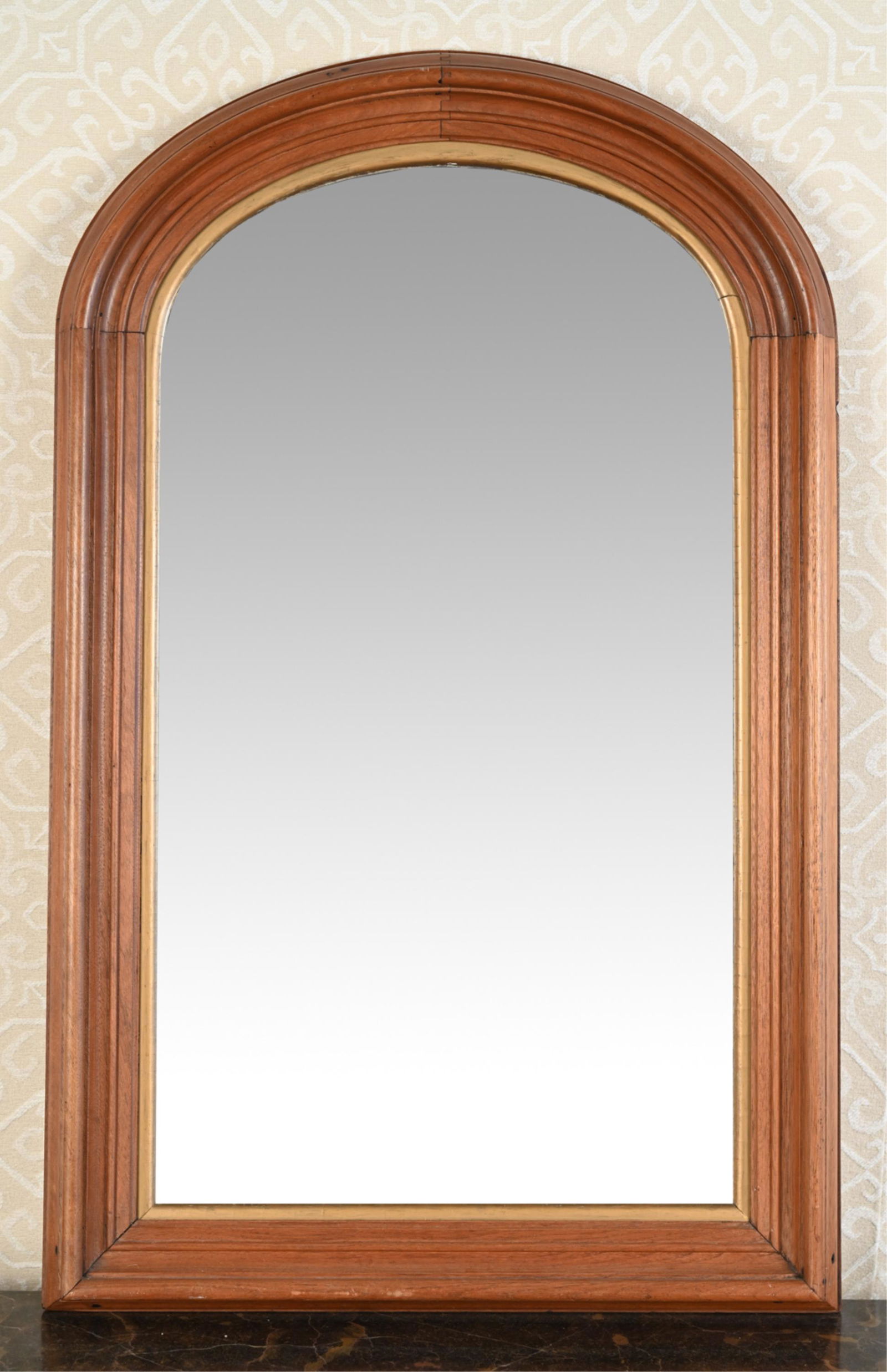 ANTIQUE VICTORIAN ARCHED TOP WOODEN MIRROR (1 of 8)