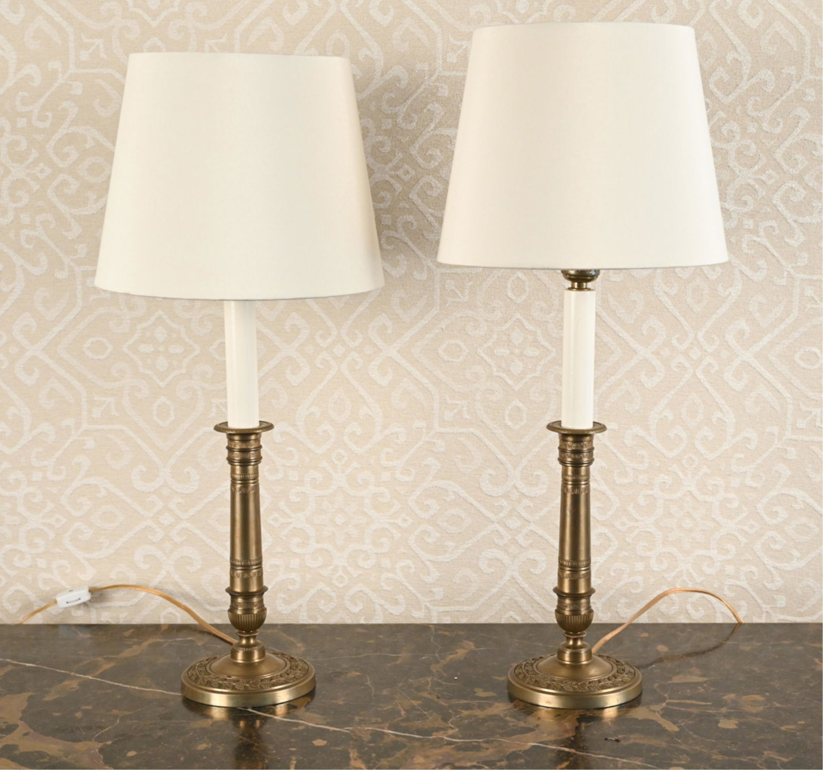 PAIR OF NEOCLASSICAL STYLE BRASS LAMPS (1 of 8)