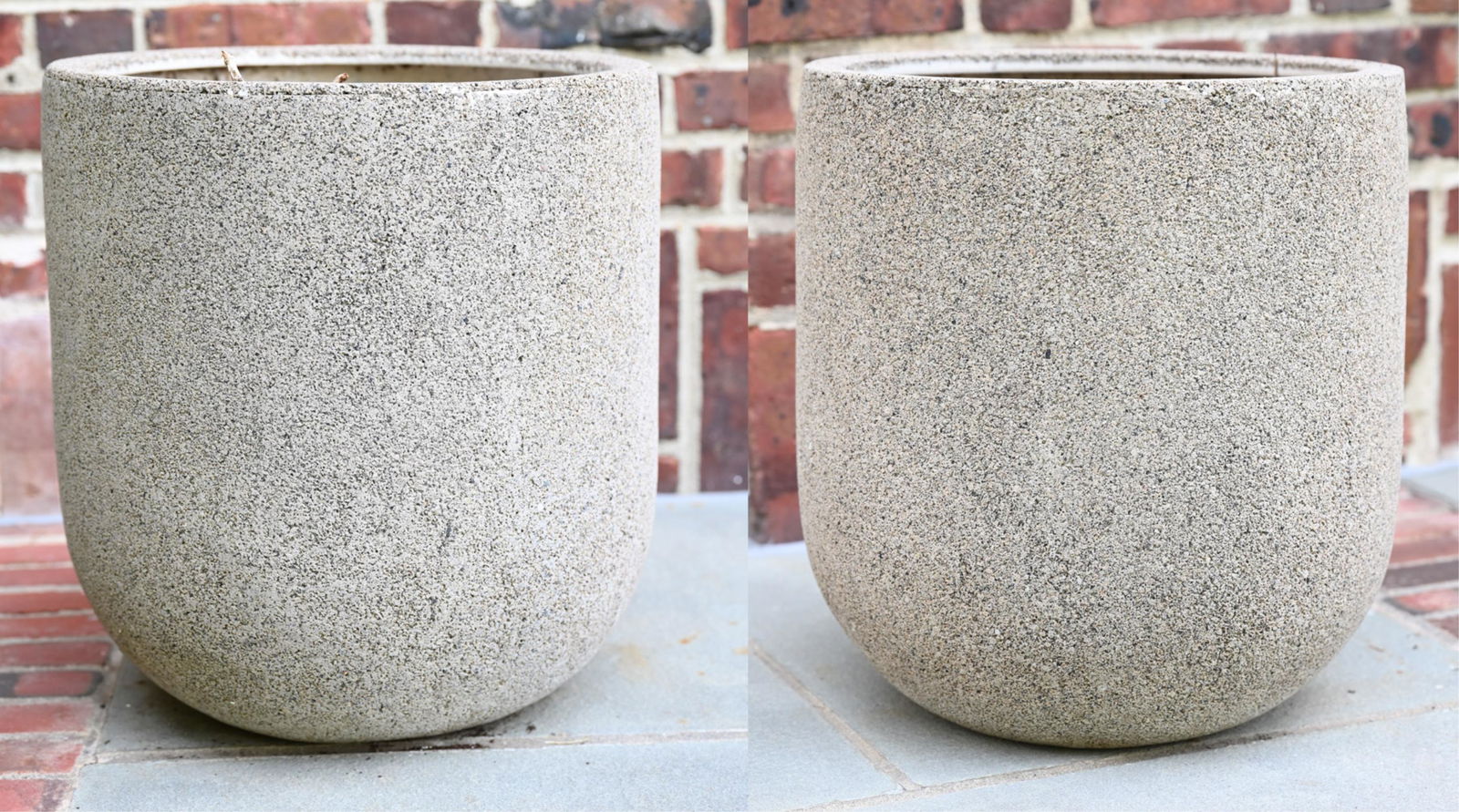 PAIR OF FAUX CEMENT OUTDOOR PLANTERS (1 of 7)
