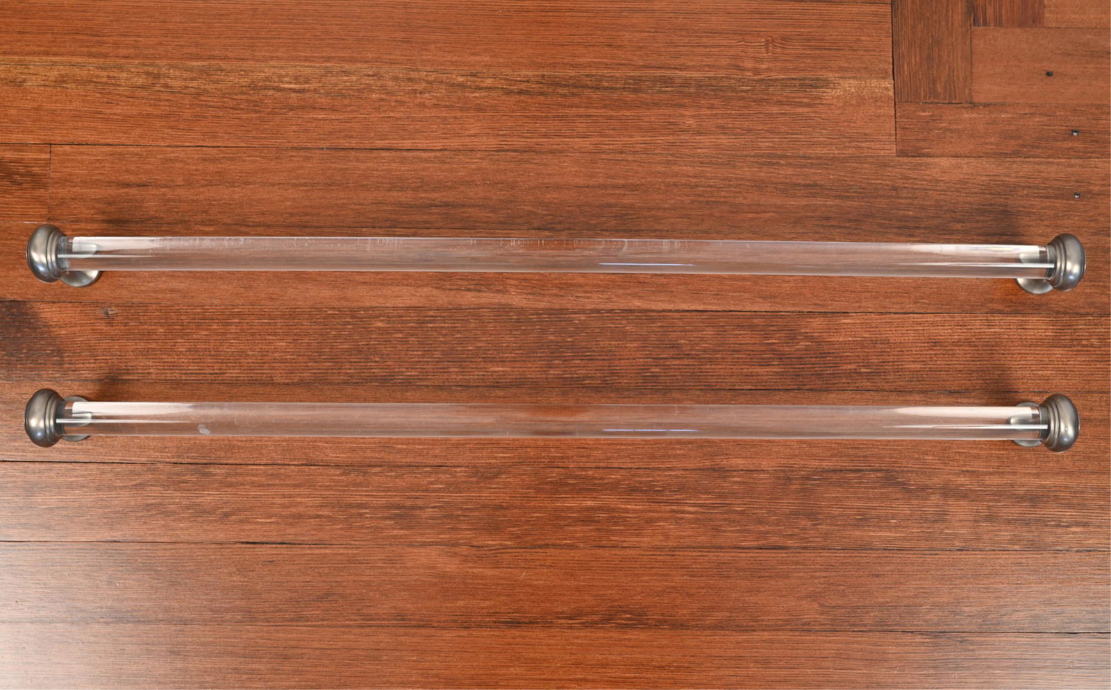 (2) CONTEMPORARY NICKEL & LUCITE TOWEL BARS (1 of 8)