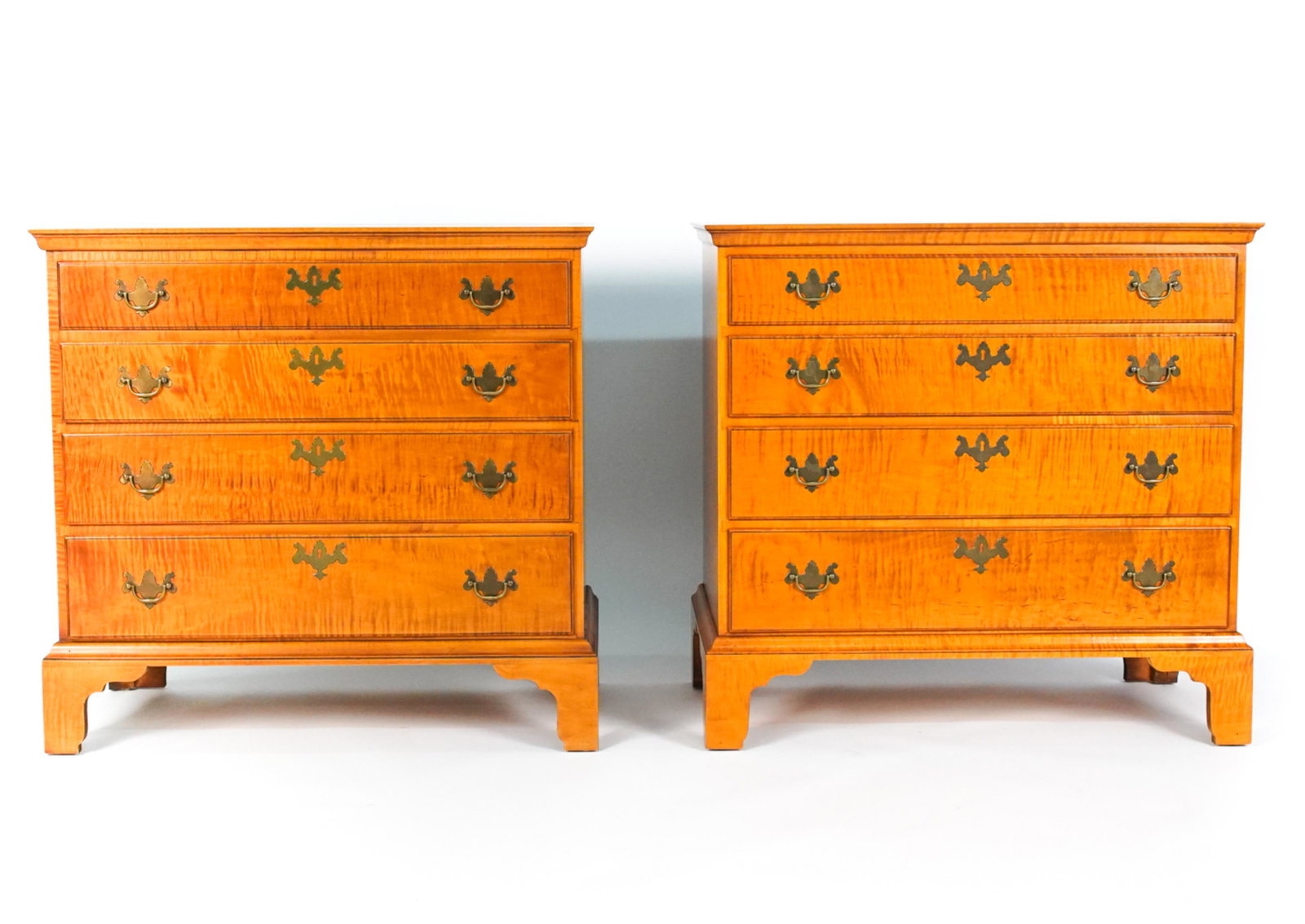 PAIR OF ELDRED WHEELER TIGER MAPLE CHESTS (1 of 20)