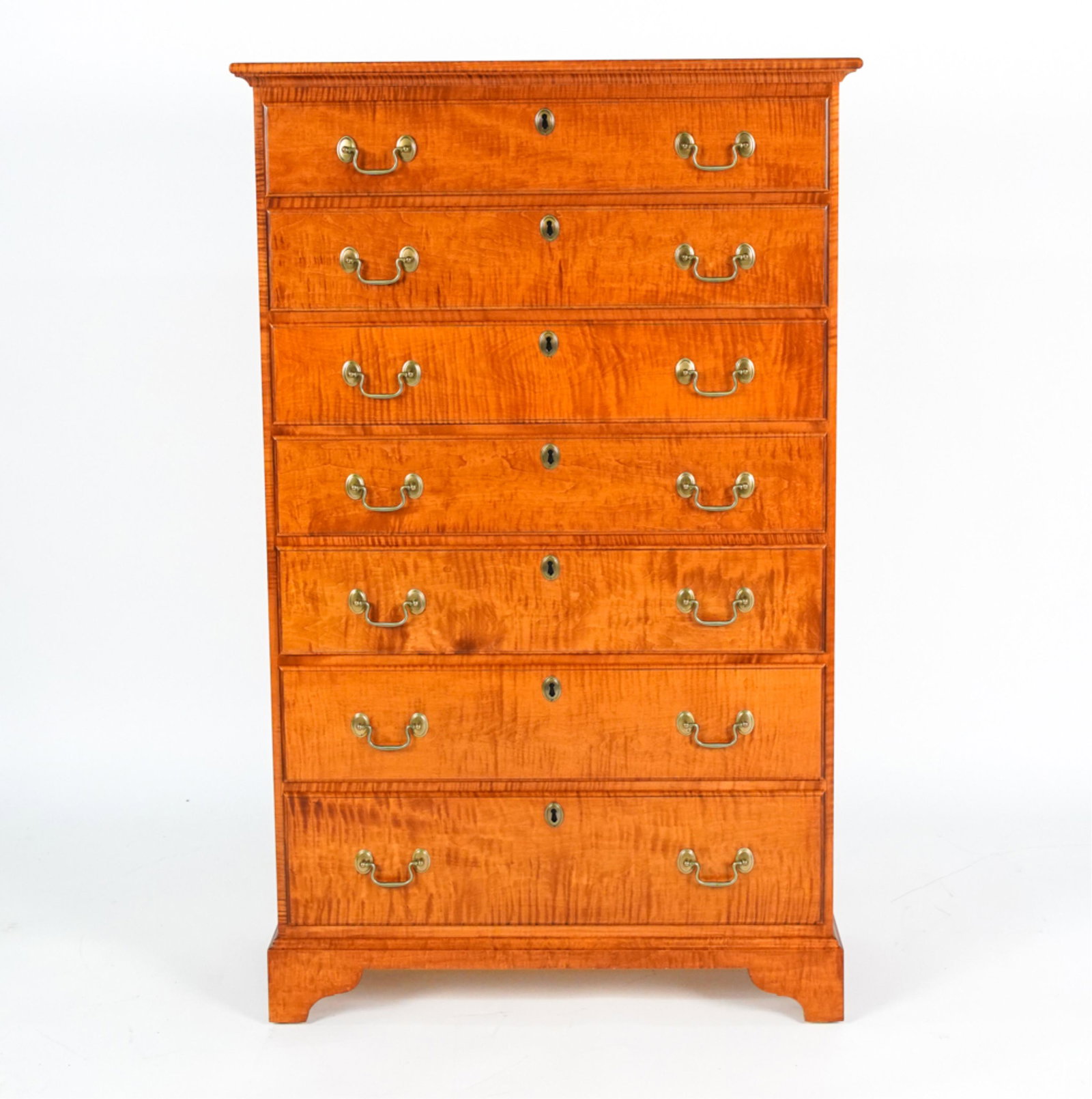 IAN INGERSOLL TIGER MAPLE CHIPPENDALE TALL CHEST (1 of 16)
