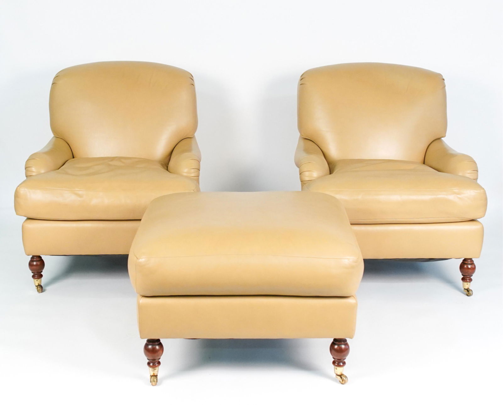 PAIR BRUNSCHWIG & FILS LEATHER LOUNGE CHAIRS (1 of 17)