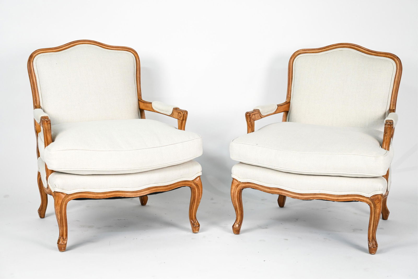PAIR OF FRENCH PROVINCIAL STYLE FAUTEUIL CHAIRS (1 of 13)