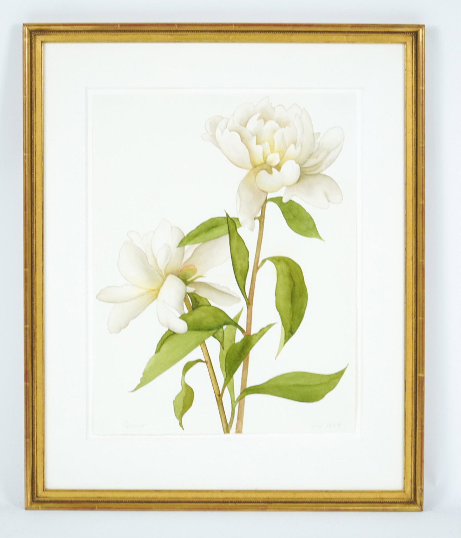 GREG HULL BOTANICAL PEONY WATERCOLOR, SIGNED (1 of 6)