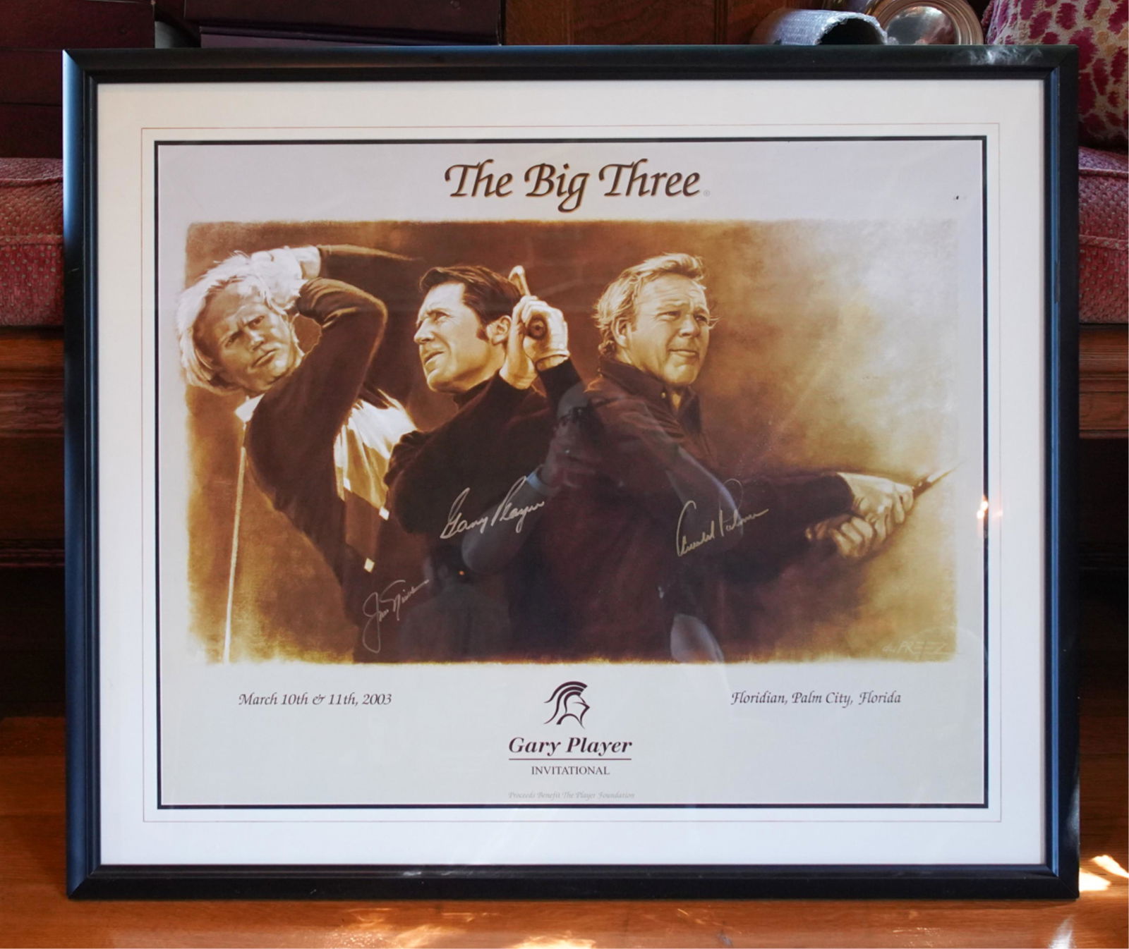 "THE BIG THREE" GARY PLAYER SIGNED GOLF POSTER (1 of 13)