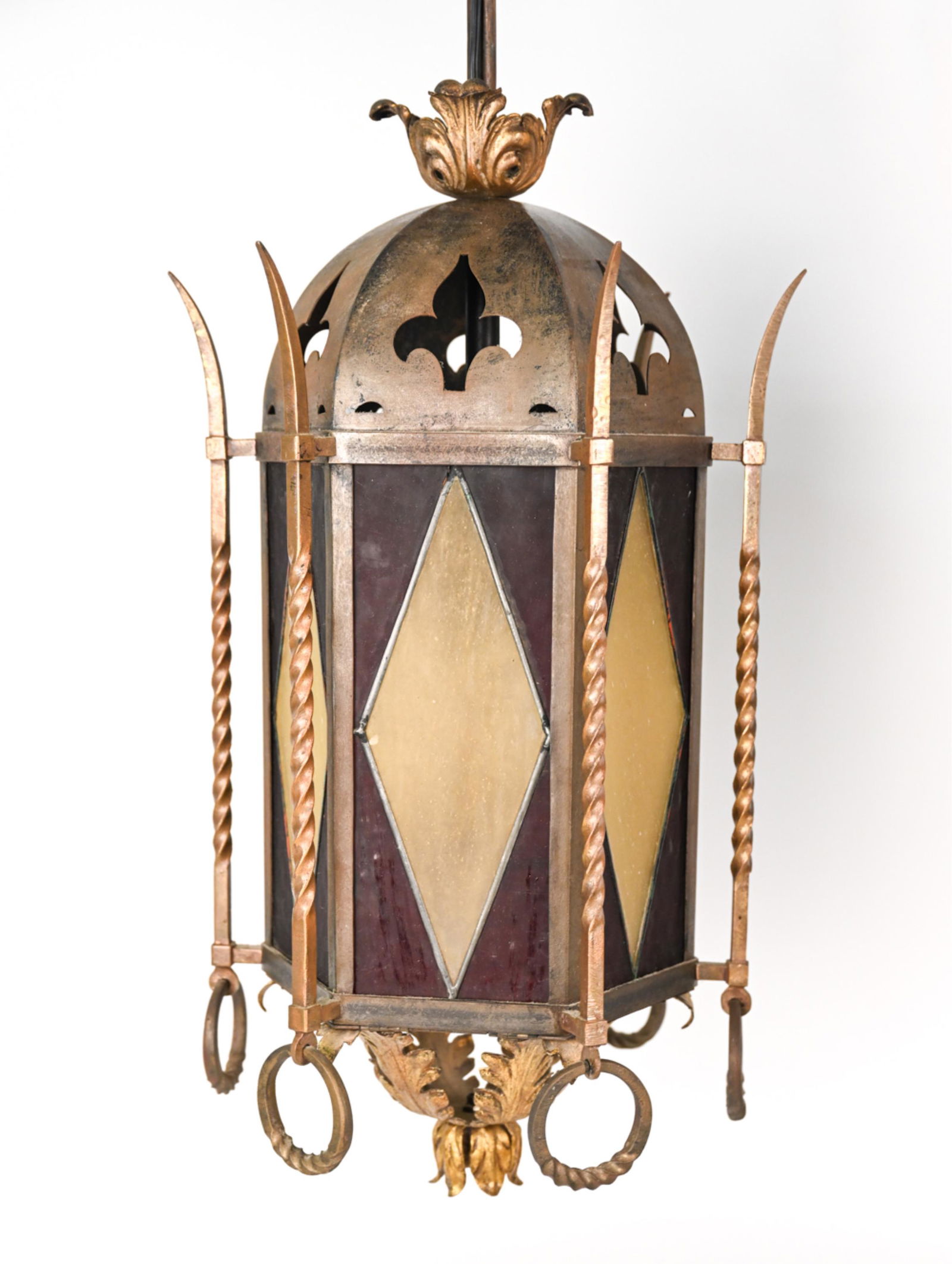 C. 1916 GOTHIC REVIVAL GILT BRONZE PENDANT LIGHT (1 of 13)