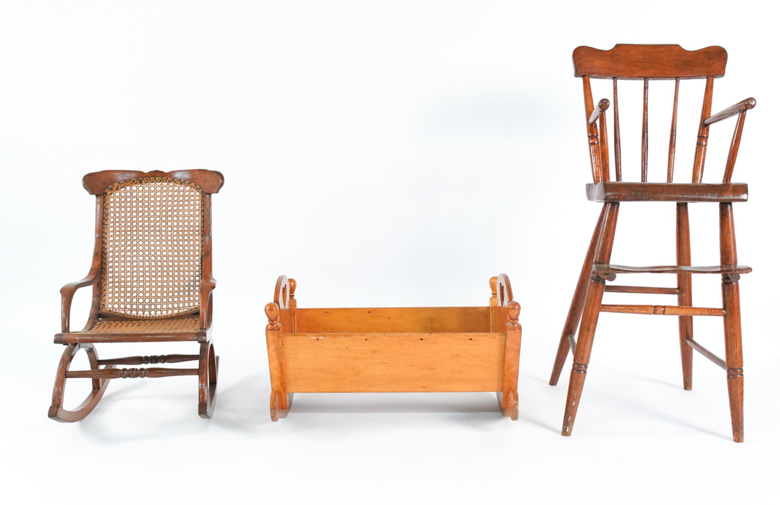 VINTAGE/ANTIQUE CHILD'S ROCKER, HIGHCHAIR & CRADLE (1 of 17)